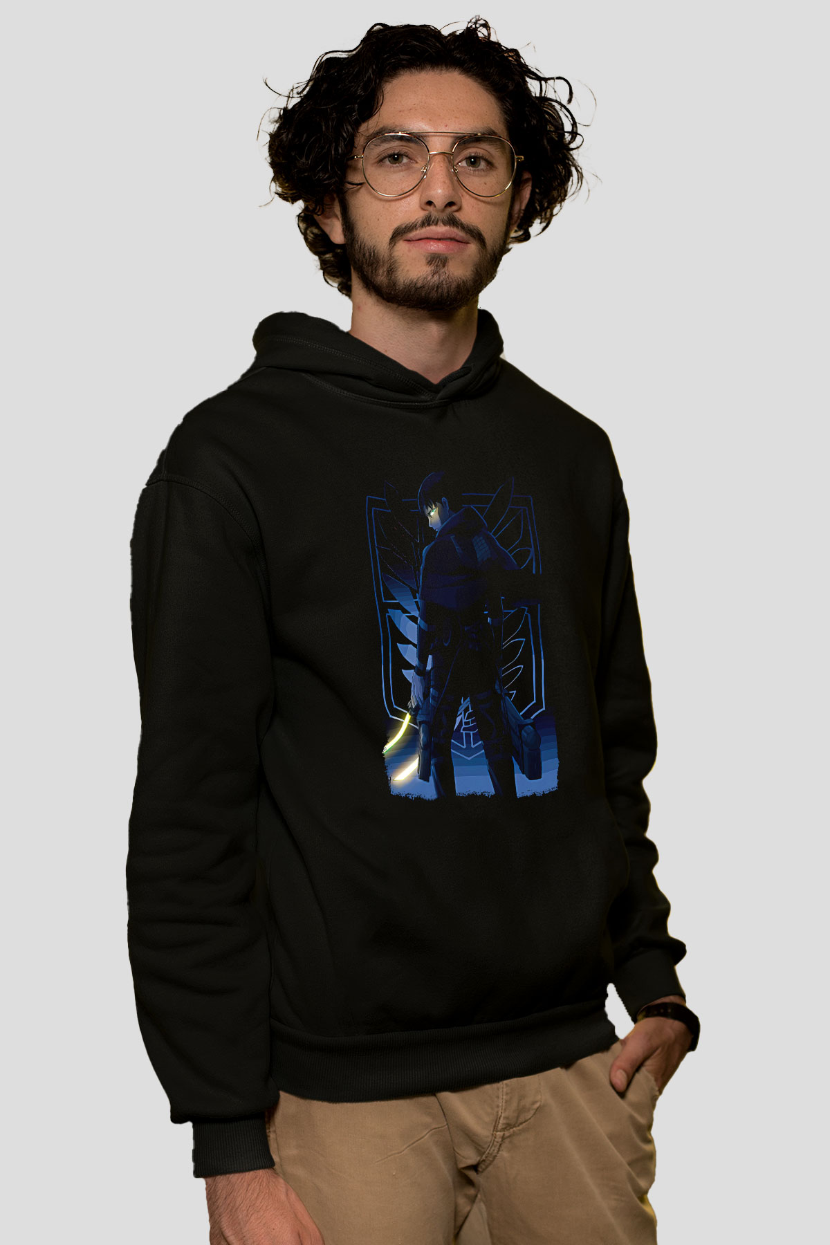 Attack On Titan Baskılı Unisex Siyah Hoodie