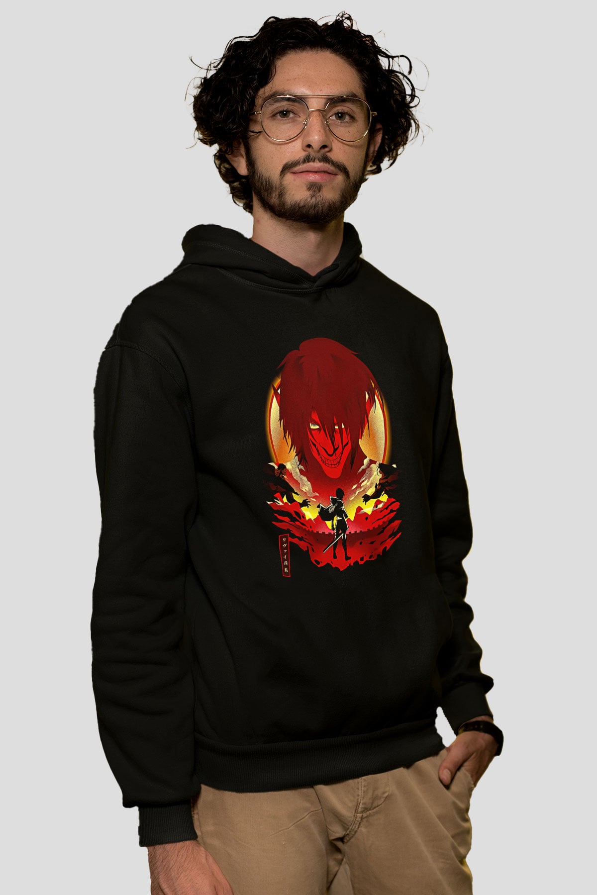 Attack On Titan Baskılı Unisex Siyah Hoodie