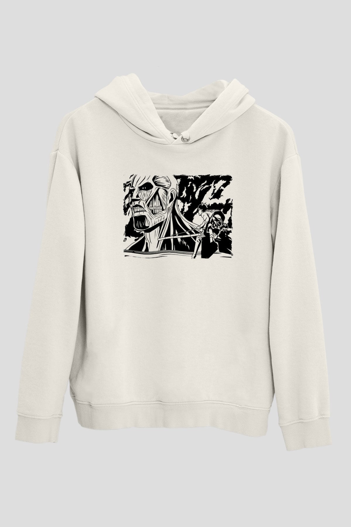 Attack On Titan Baskılı Unisex Siyah Hoodie