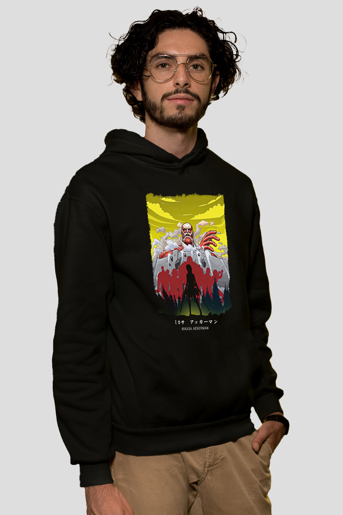 Attack On Titan Baskılı Unisex Siyah Hoodie