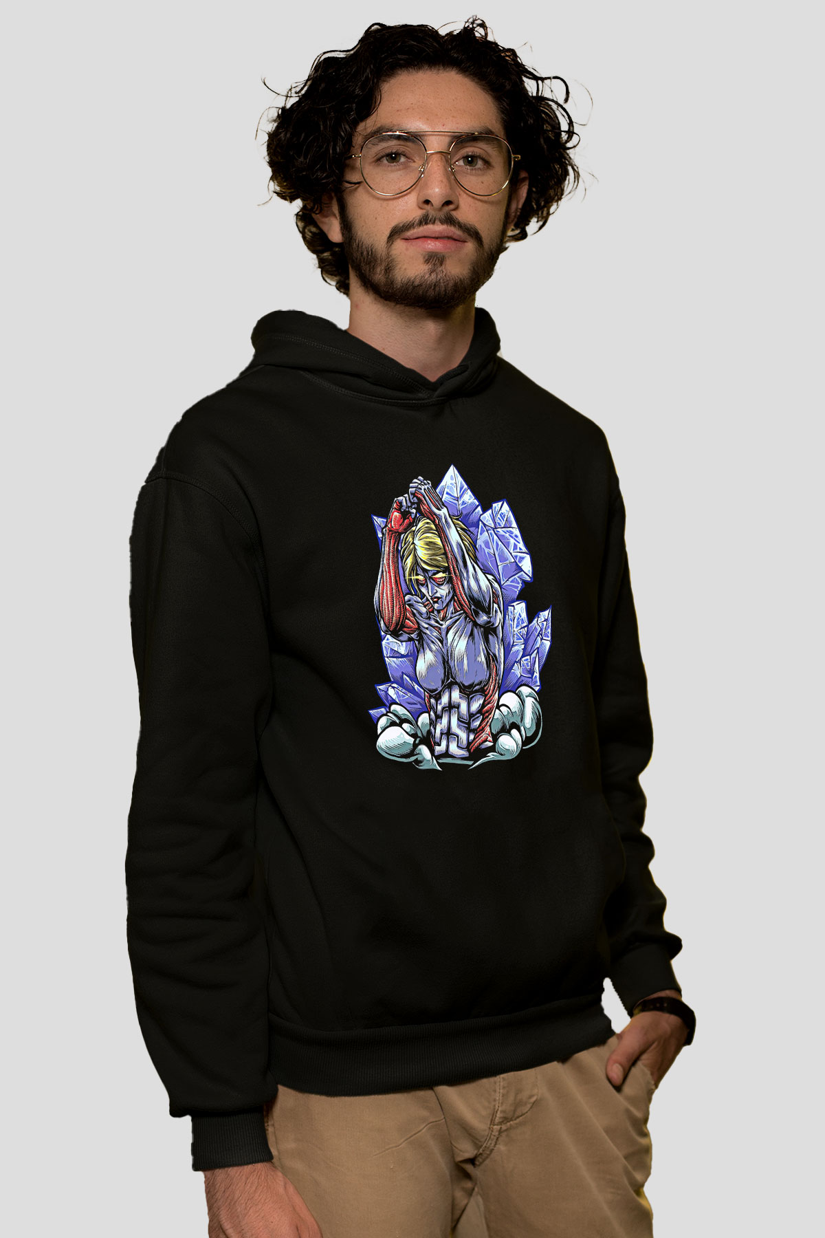 Attack On Titan Baskılı Unisex Siyah Hoodie