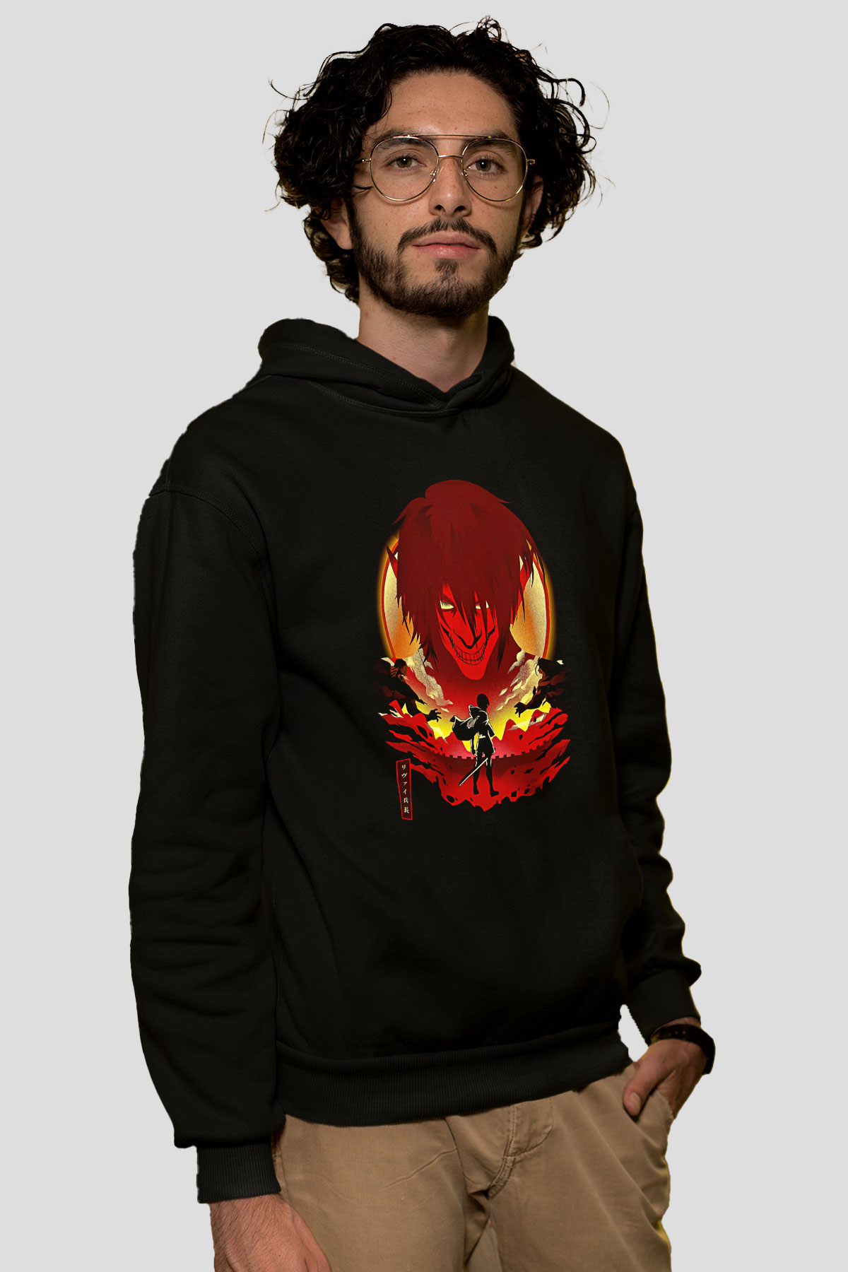 Attack On Titan Baskılı Unisex Siyah Hoodie