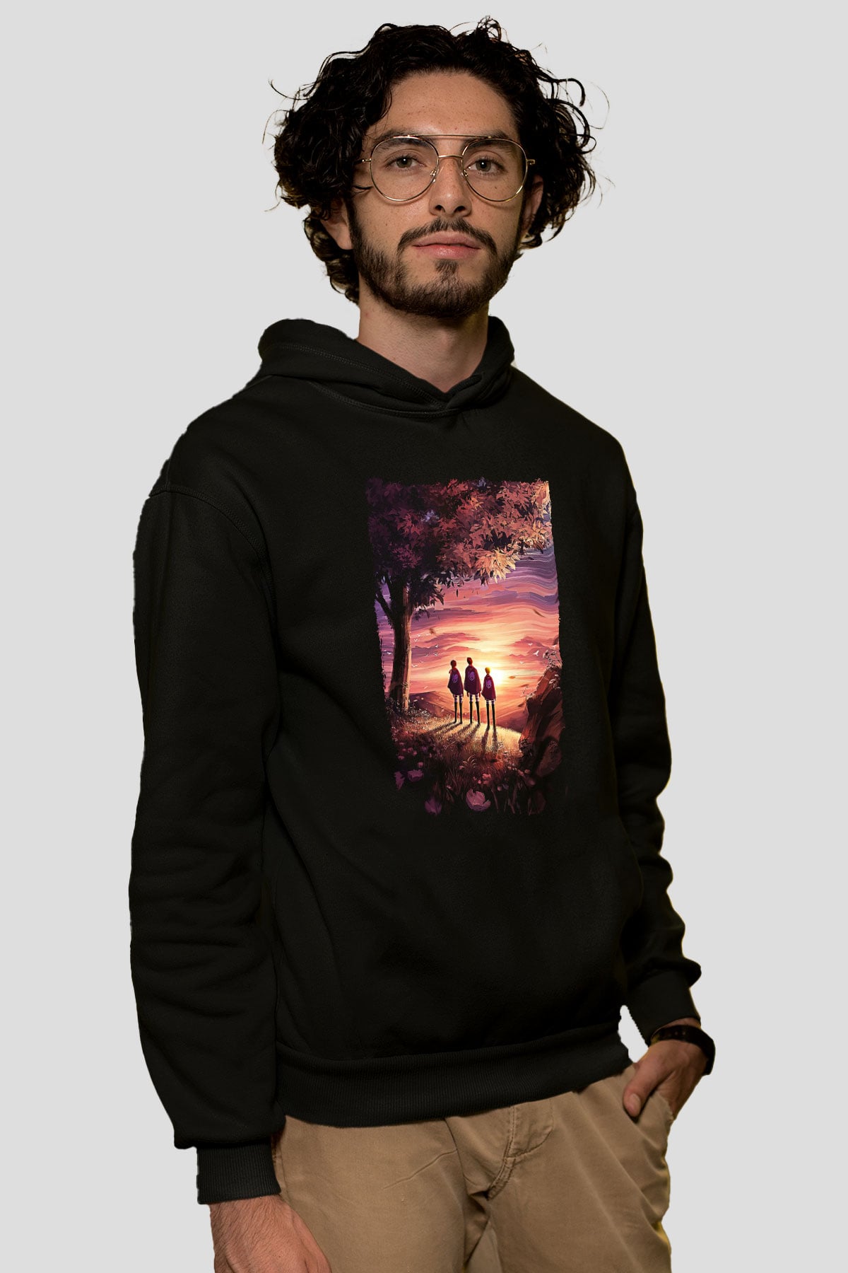 Attack On Titan Baskılı Unisex Siyah Hoodie