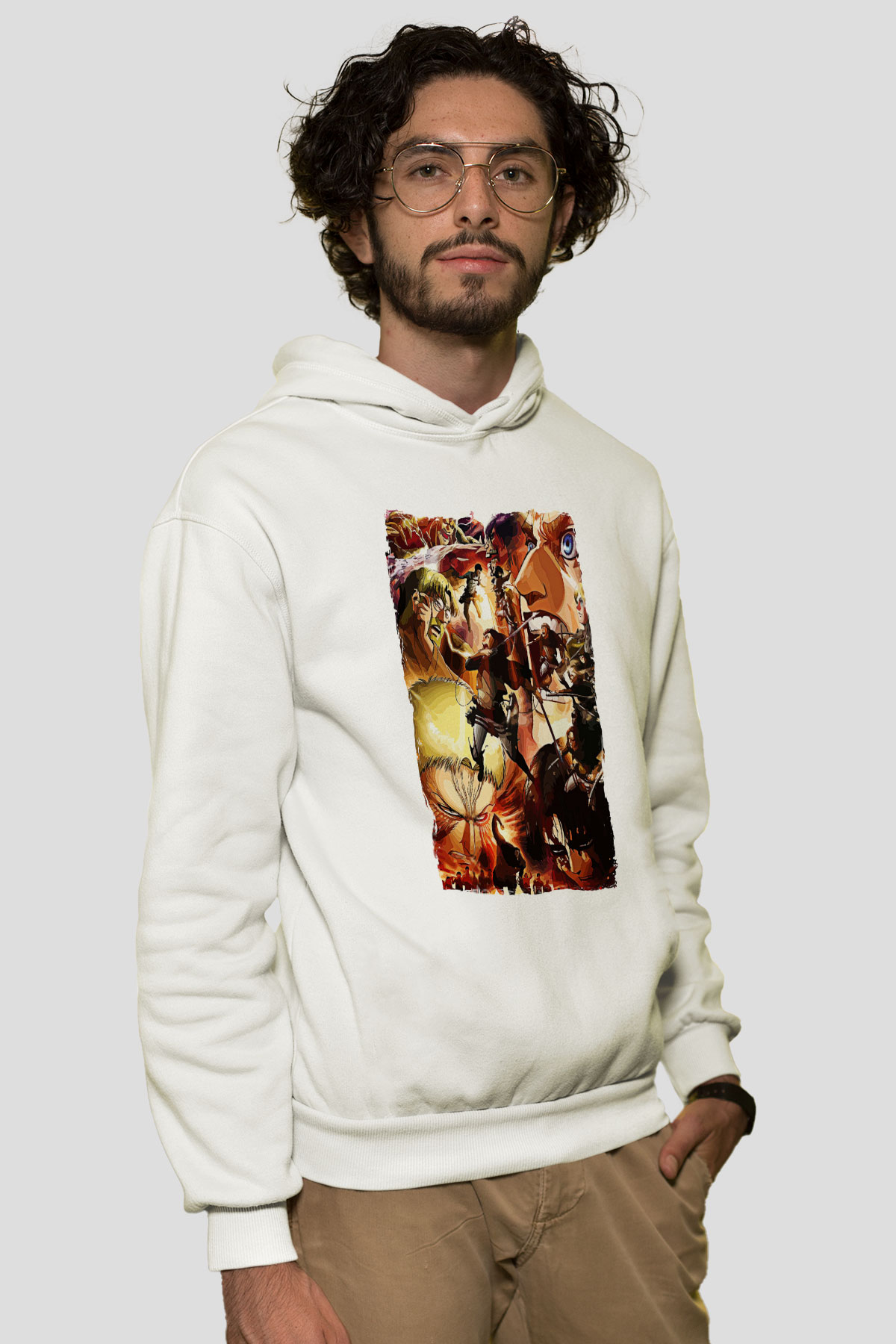 Attack On Titan Baskılı Unisex Siyah Hoodie