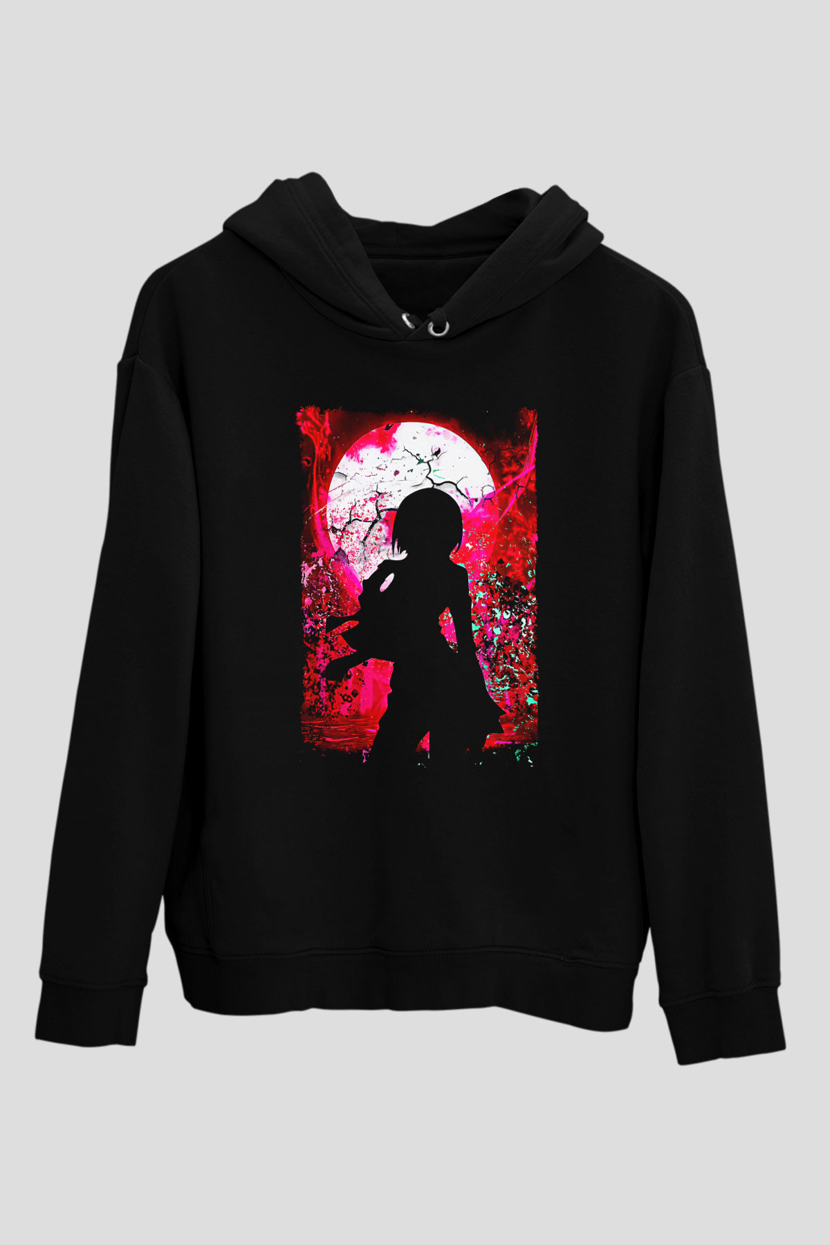Attack On Titan Baskılı Unisex Siyah Hoodie