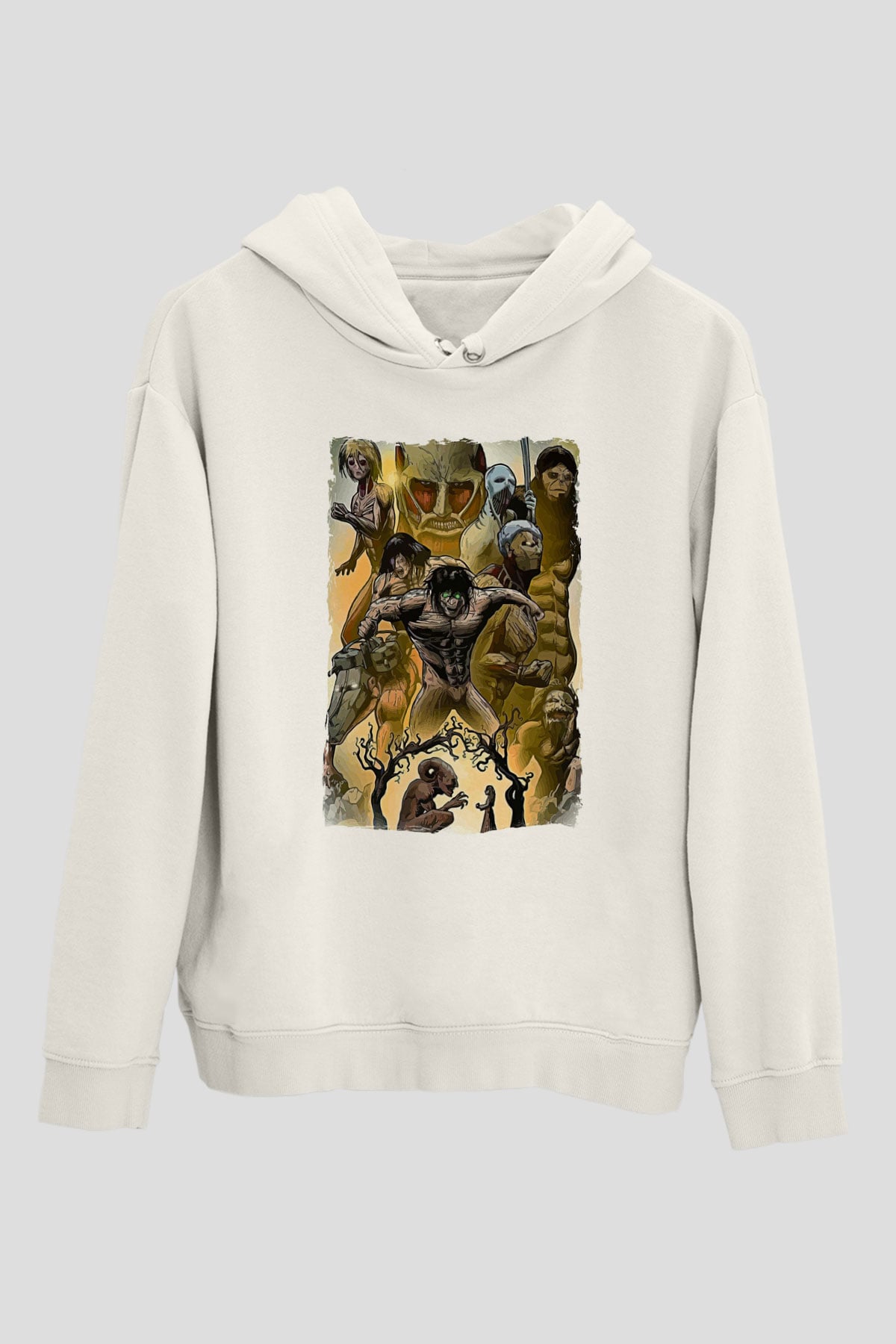 Attack On Titan Baskılı Unisex Siyah Hoodie