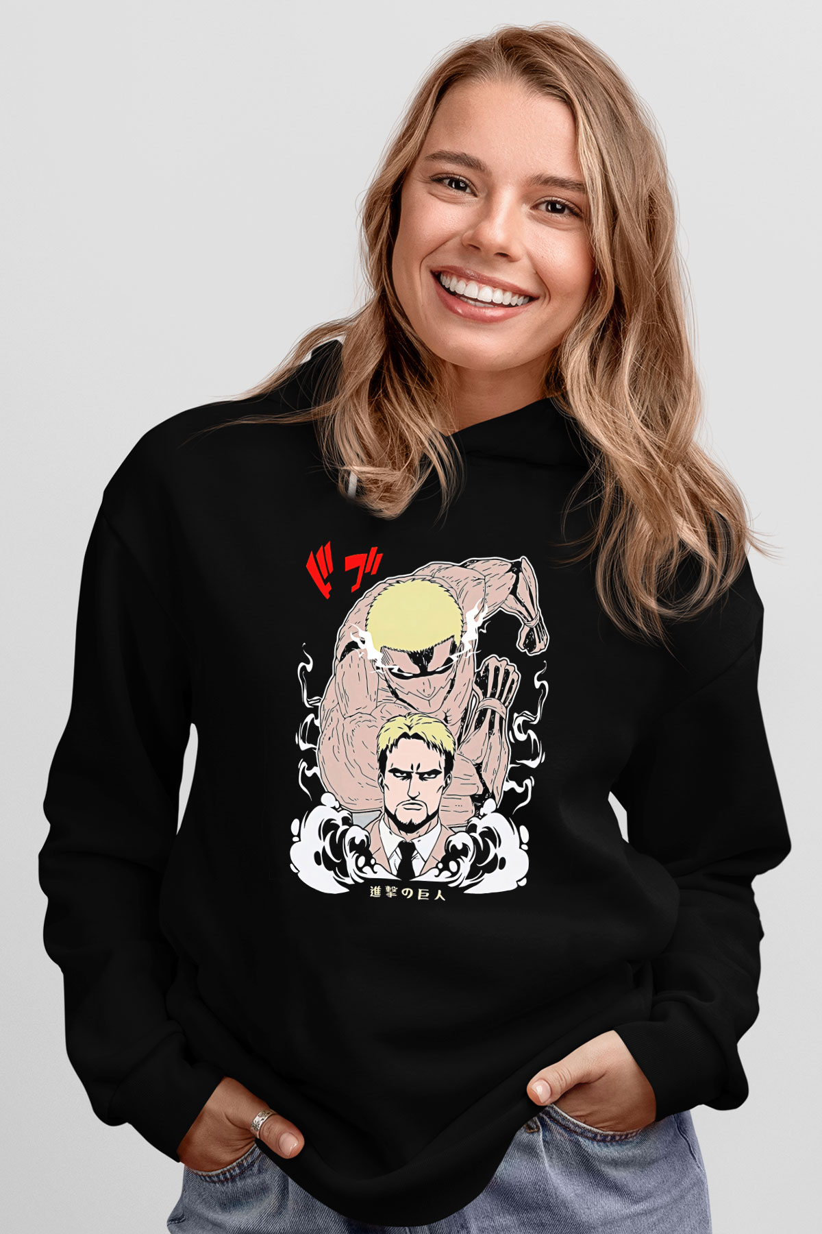 Attack On Titan Baskılı Unisex Siyah Hoodie