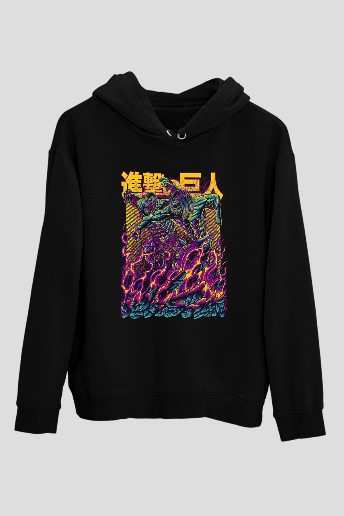 Attack On Titan Baskılı Unisex Siyah Hoodie