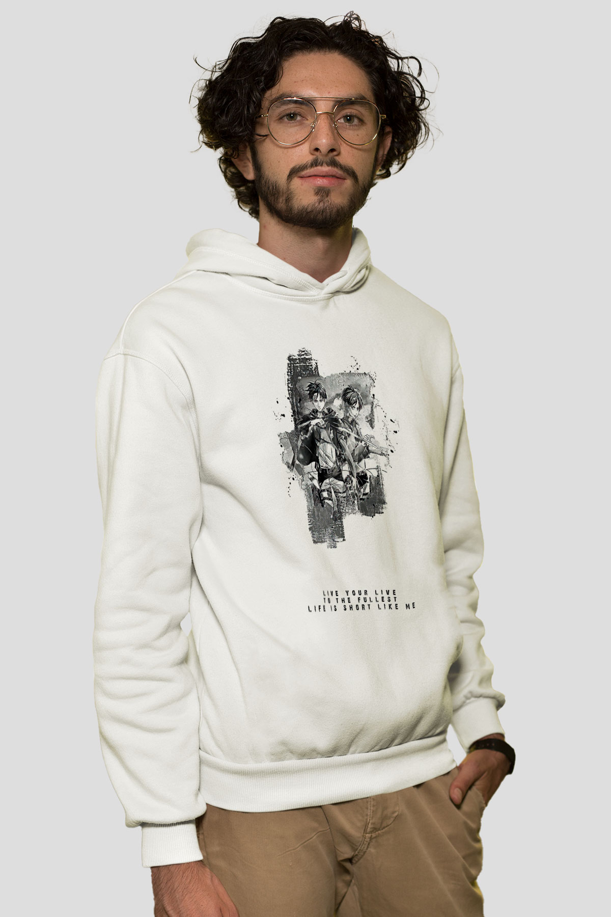 Attack On Titan Baskılı Unisex Siyah Hoodie