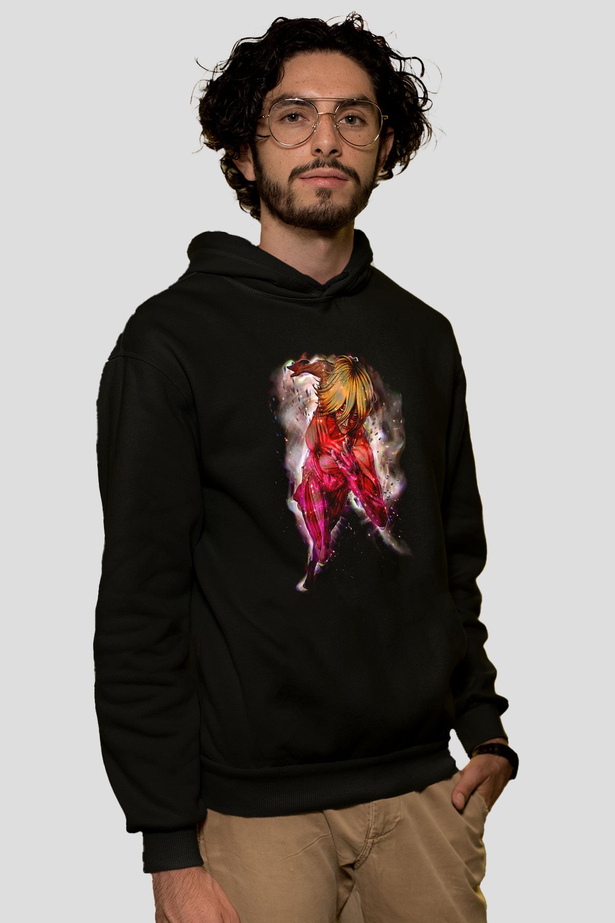 Attack On Titan Baskılı Unisex Siyah Hoodie