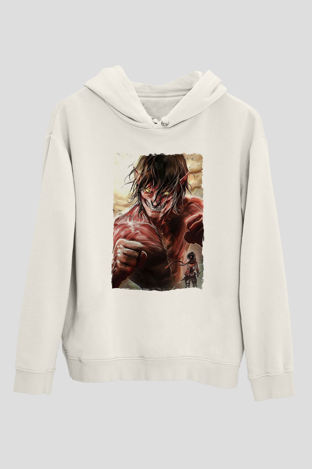 Attack On Titan Baskılı Unisex Siyah Hoodie