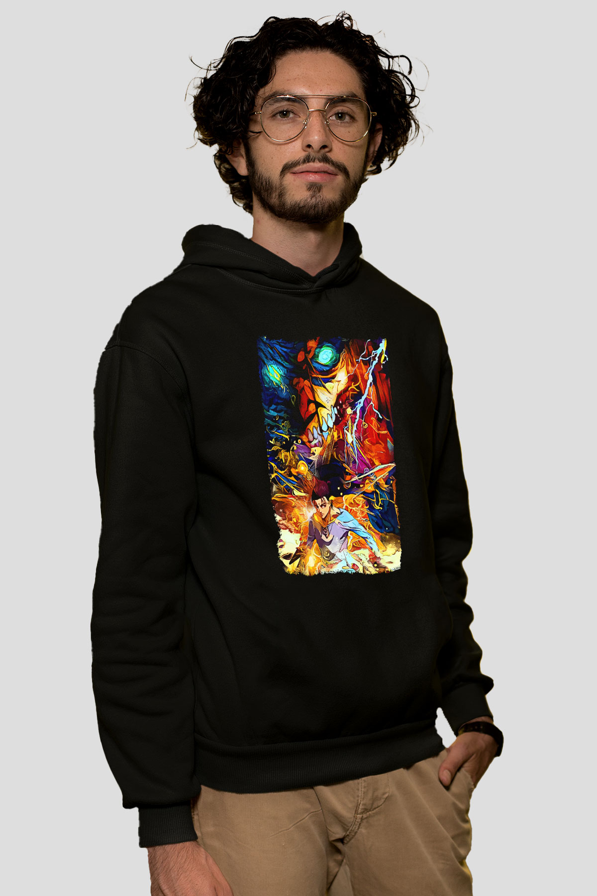 Attack On Titan Baskılı Unisex Siyah Hoodie
