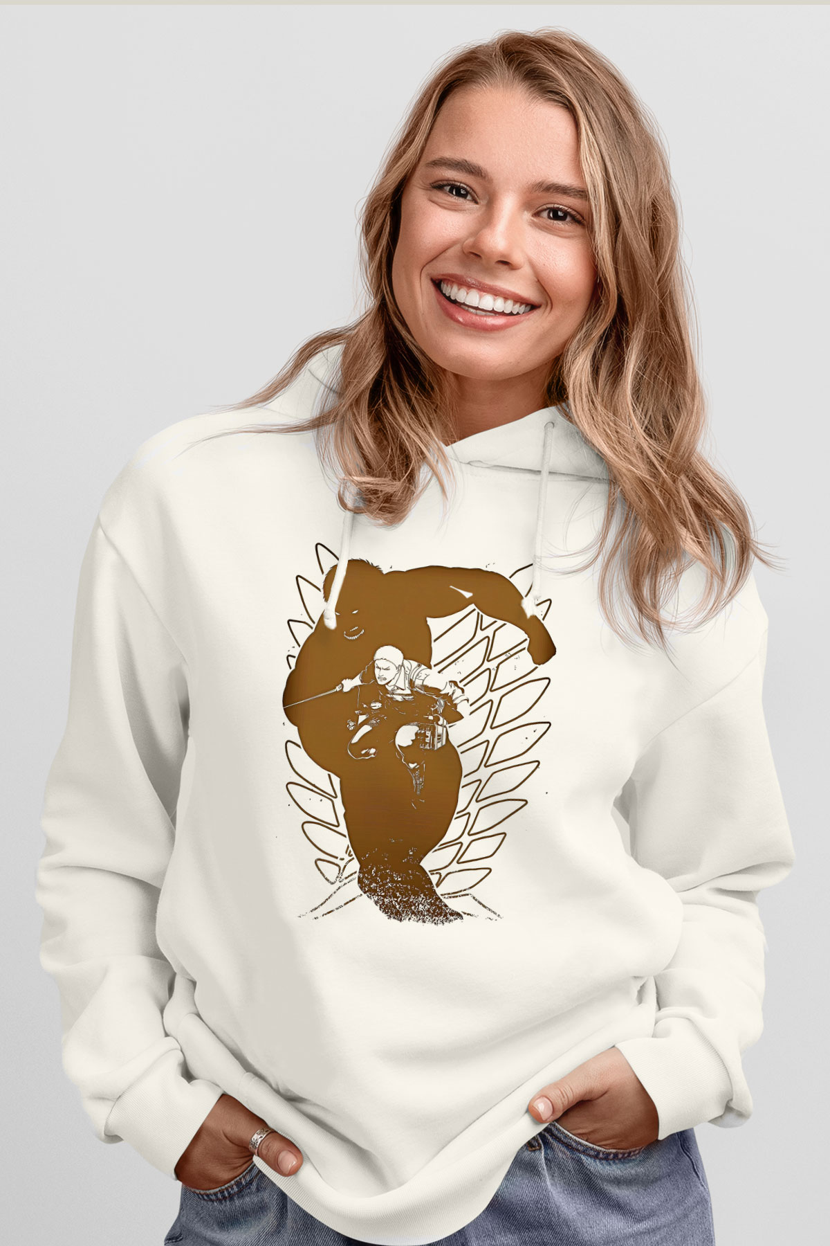 Attack On Titan Baskılı Unisex Siyah Hoodie