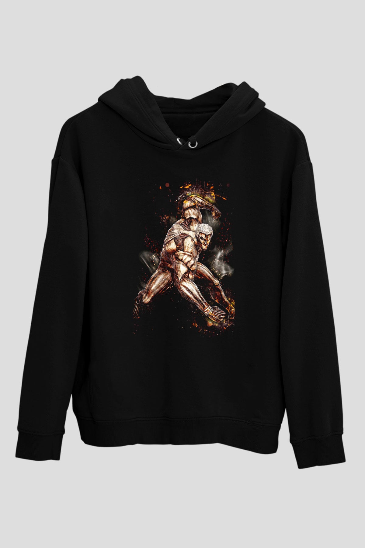 Attack On Titan Baskılı Unisex Siyah Hoodie