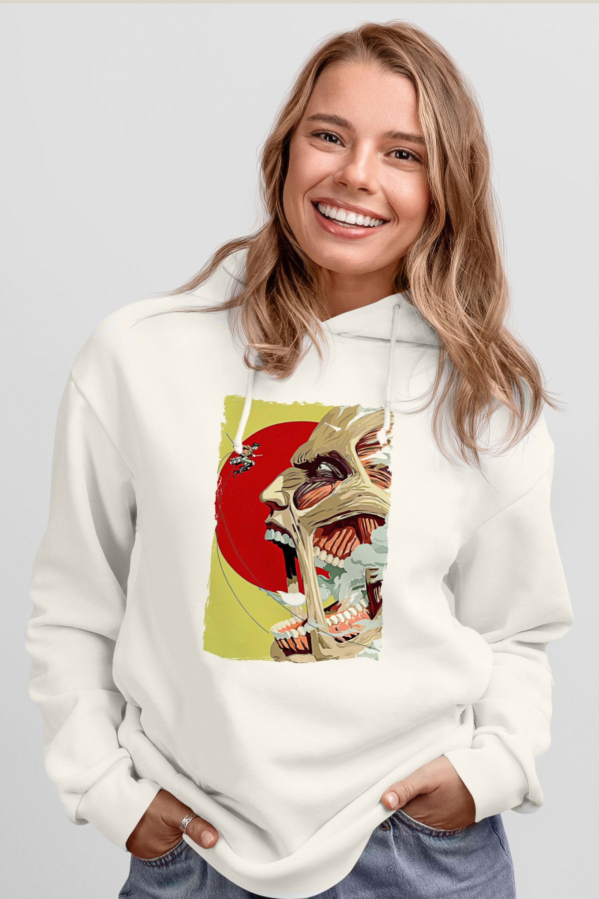 Attack On Titan Baskılı Unisex Siyah Hoodie