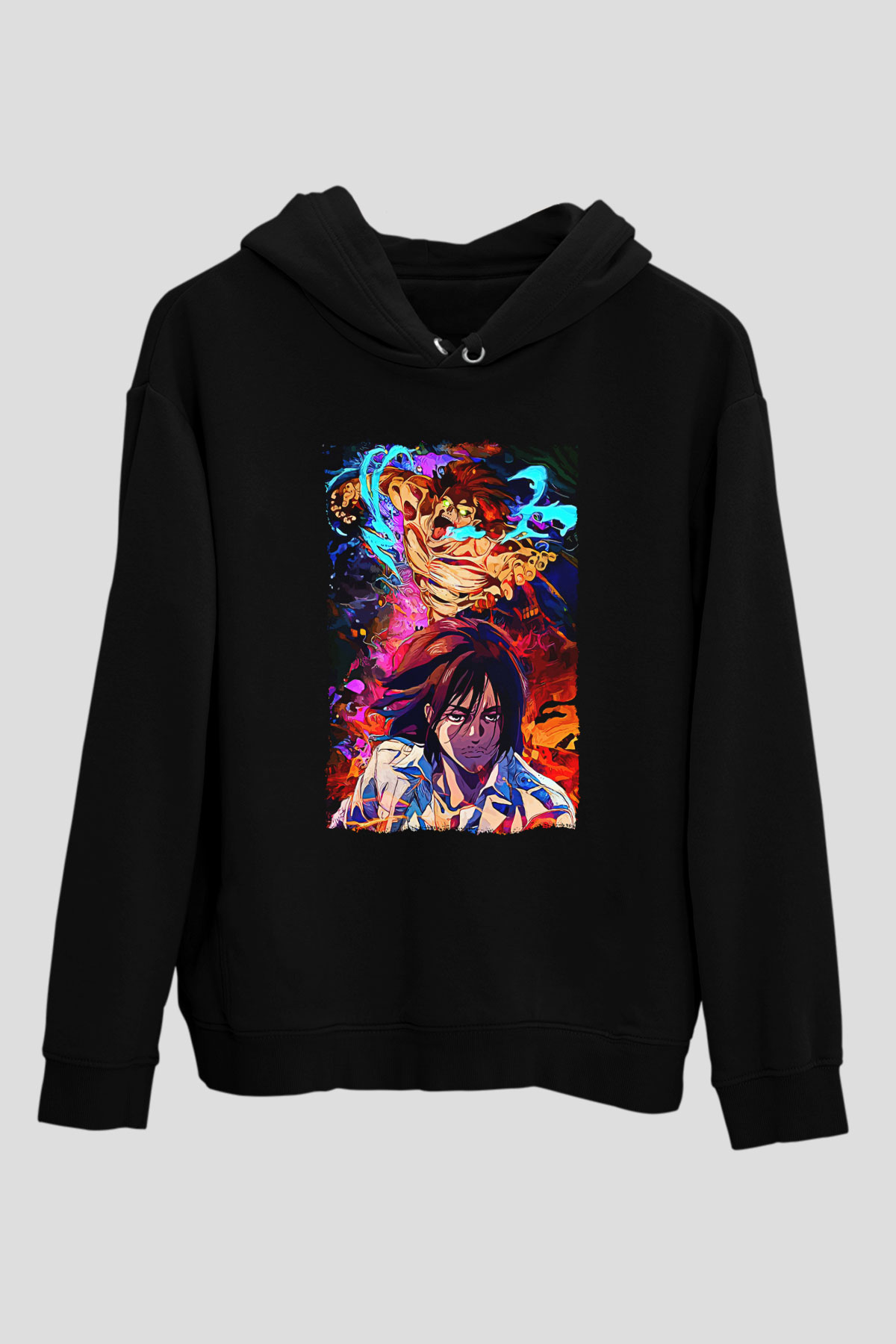 Attack On Titan Baskılı Unisex Siyah Hoodie