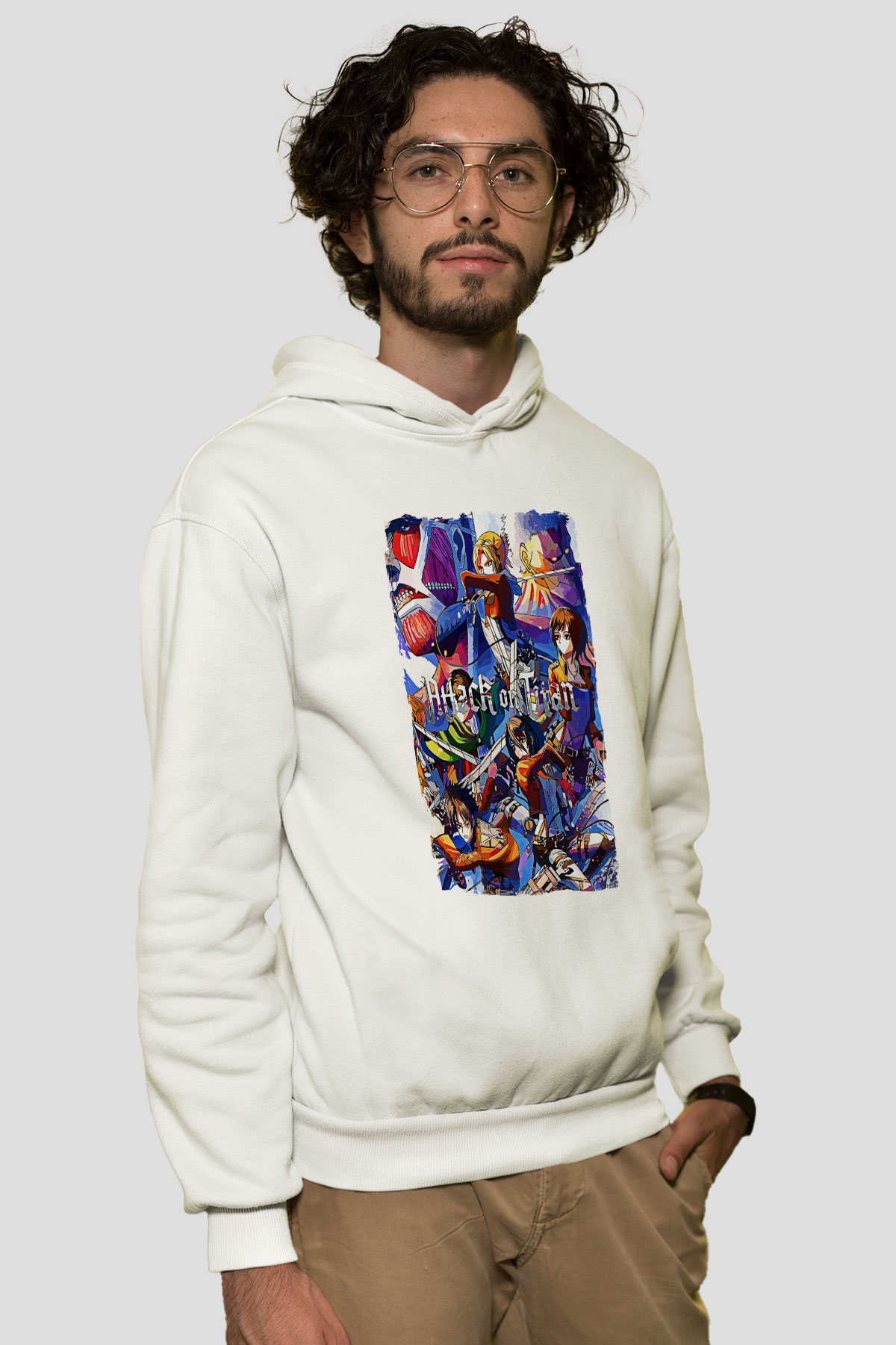 Attack On Titan Baskılı Unisex Siyah Hoodie