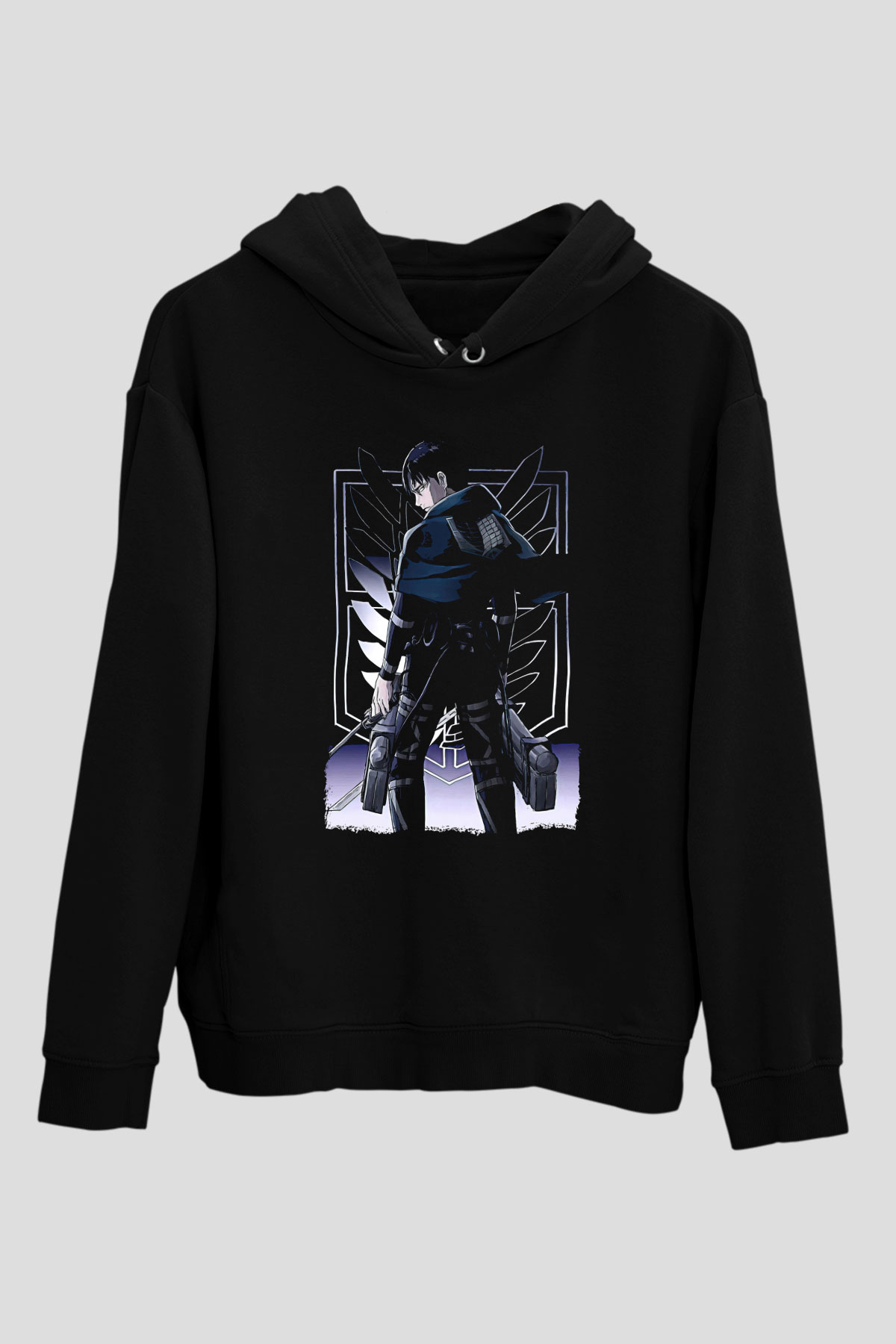 Attack On Titan Baskılı Unisex Siyah Hoodie