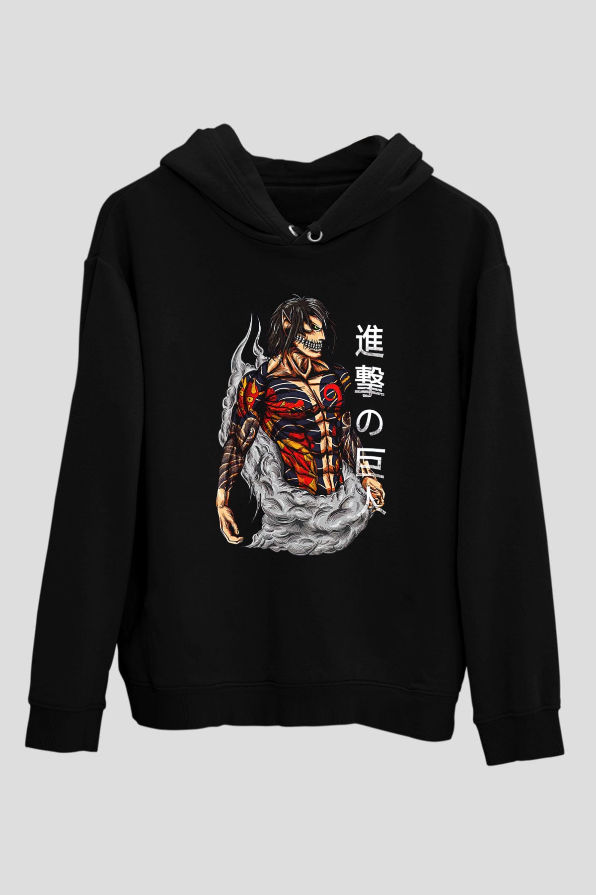 Attack On Titan Baskılı Unisex Siyah Hoodie