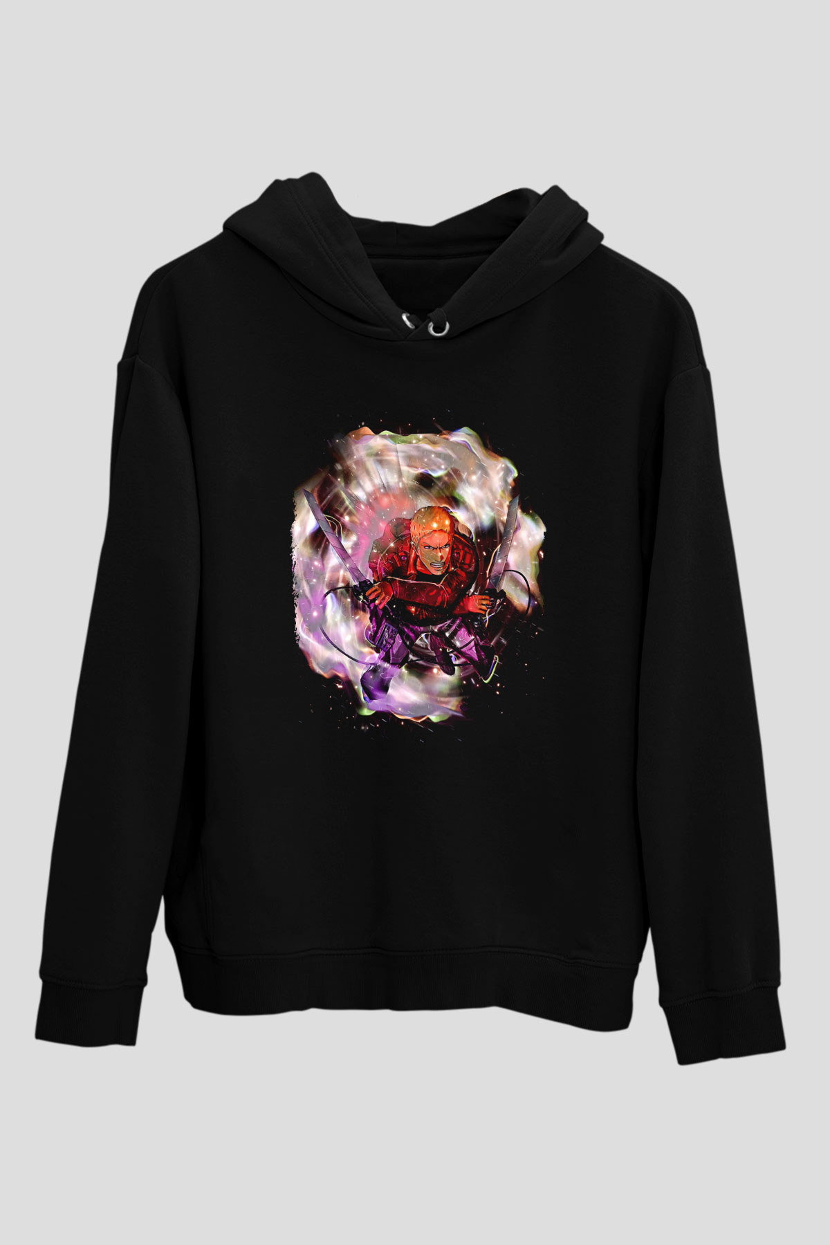 Attack On Titan Baskılı Unisex Siyah Hoodie