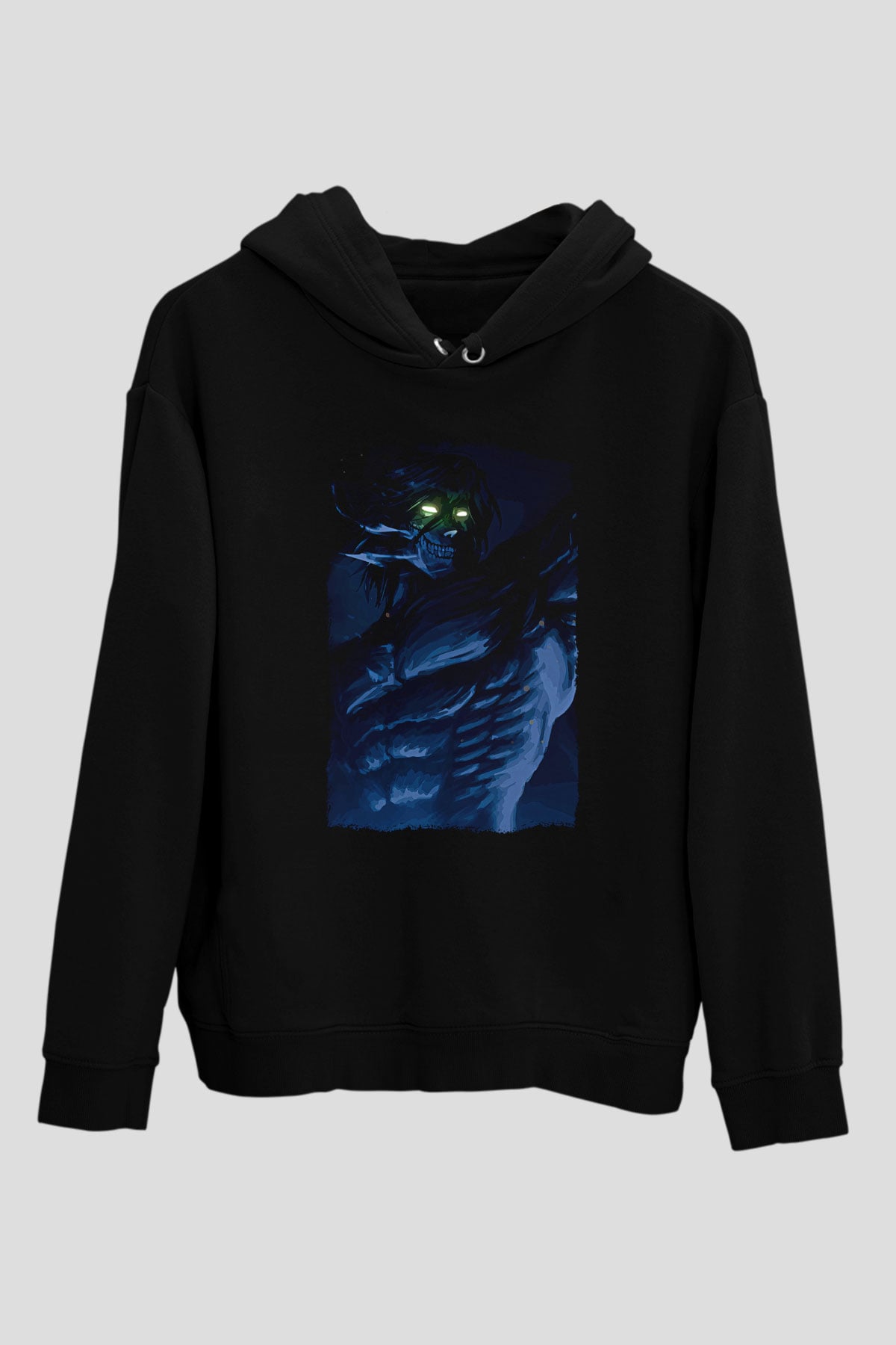 Attack On Titan Baskılı Unisex Siyah Hoodie