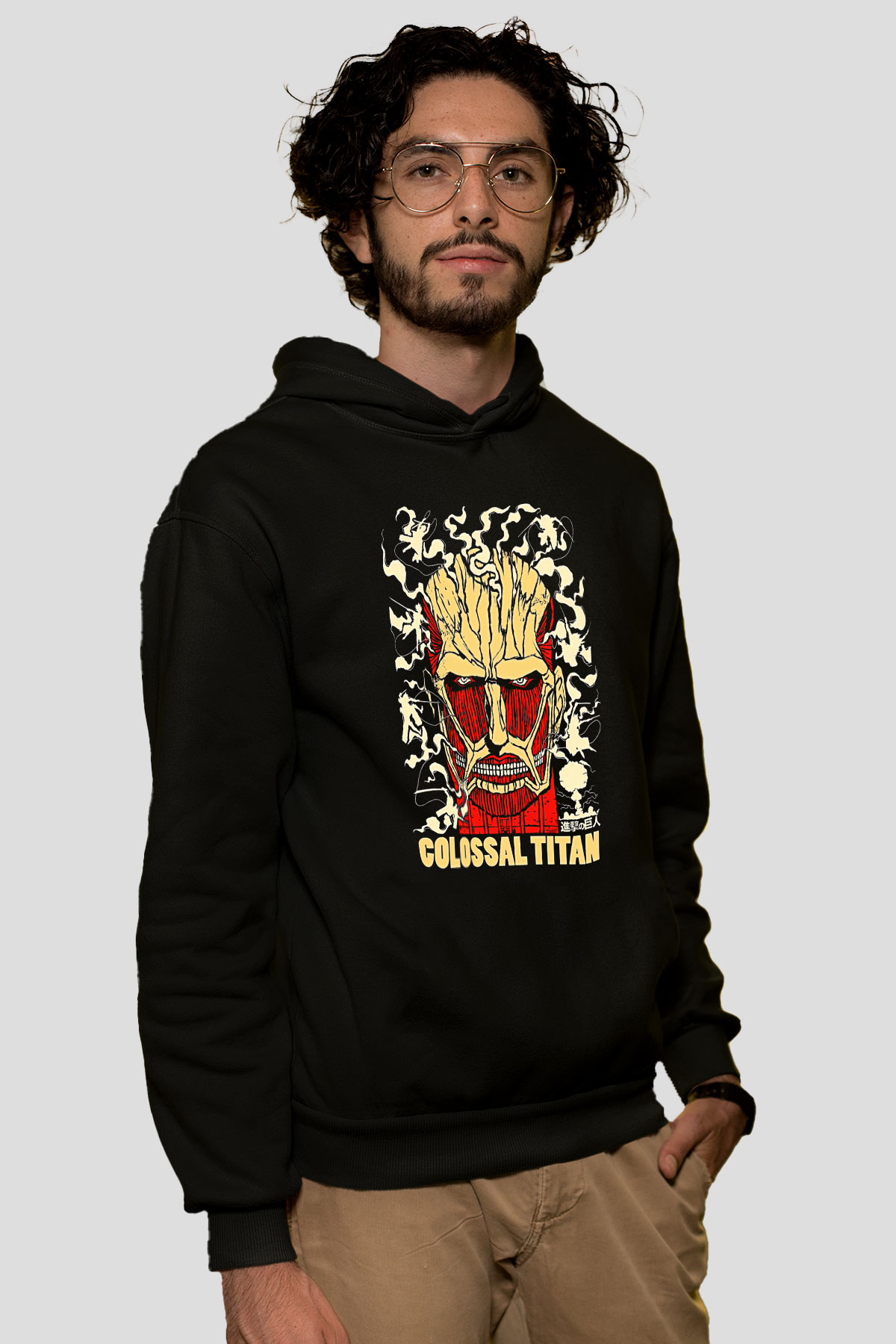 Attack On Titan Baskılı Unisex Siyah Hoodie