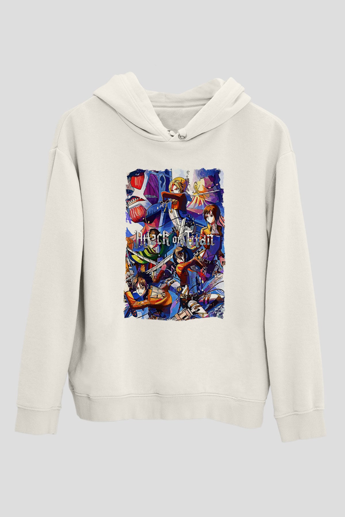 Attack On Titan Baskılı Unisex Siyah Hoodie
