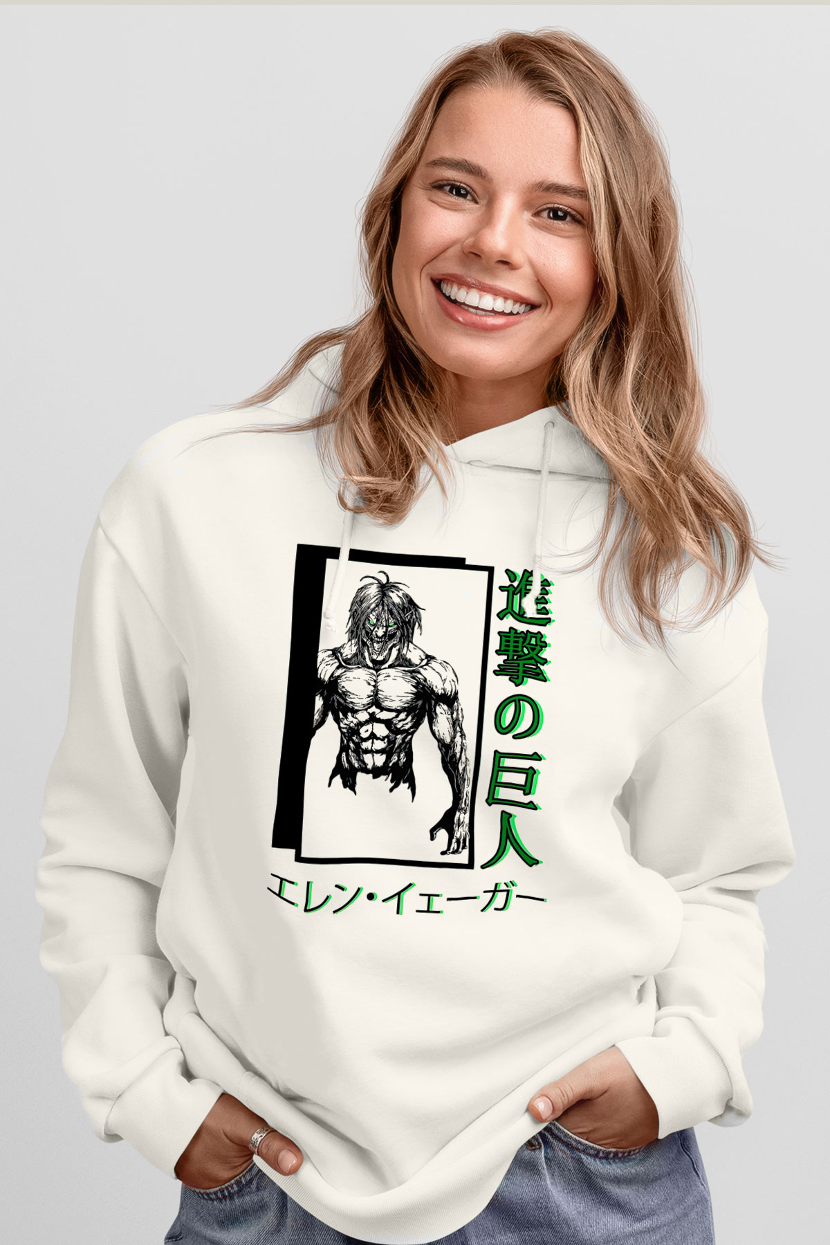 Attack On Titan Baskılı Unisex Siyah Hoodie