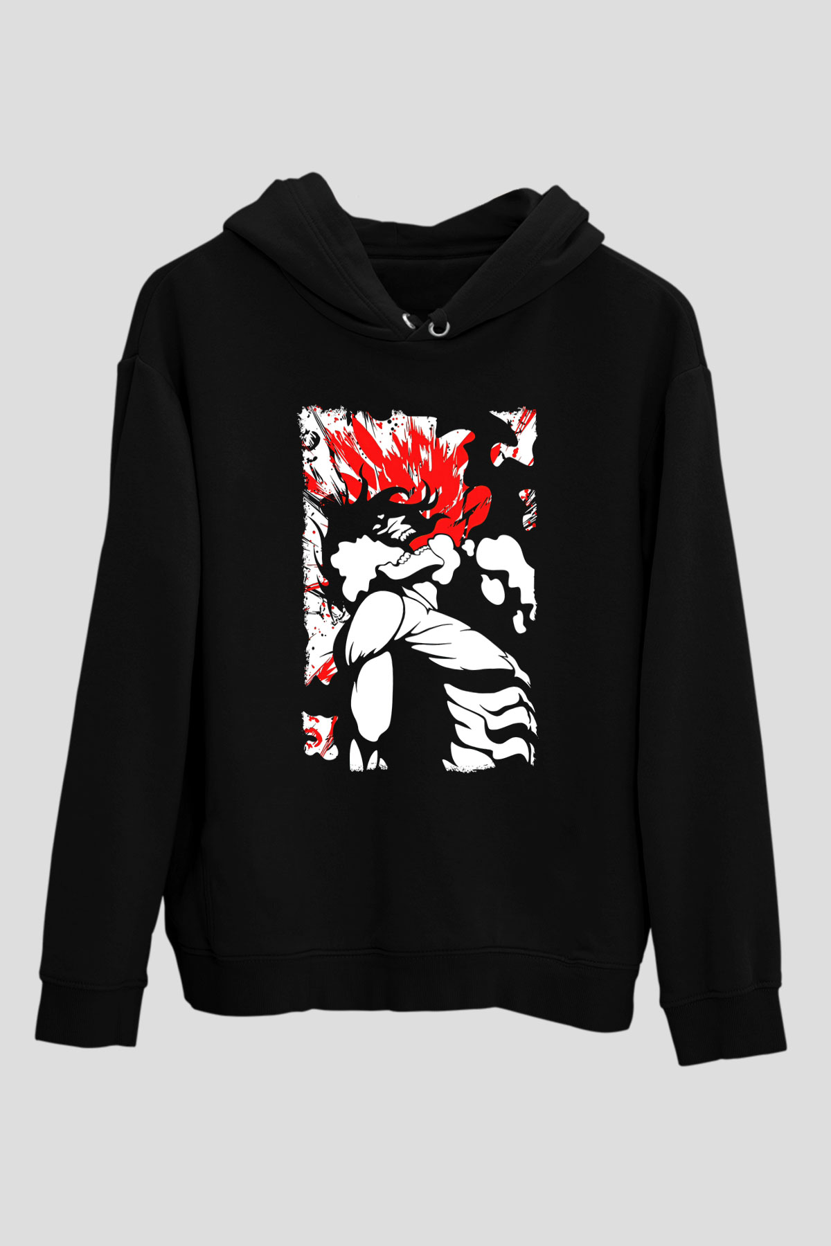 Attack On Titan Baskılı Unisex Siyah Hoodie