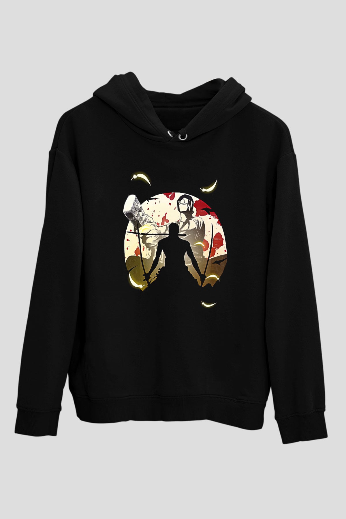 Attack On Titan Baskılı Unisex Siyah Hoodie