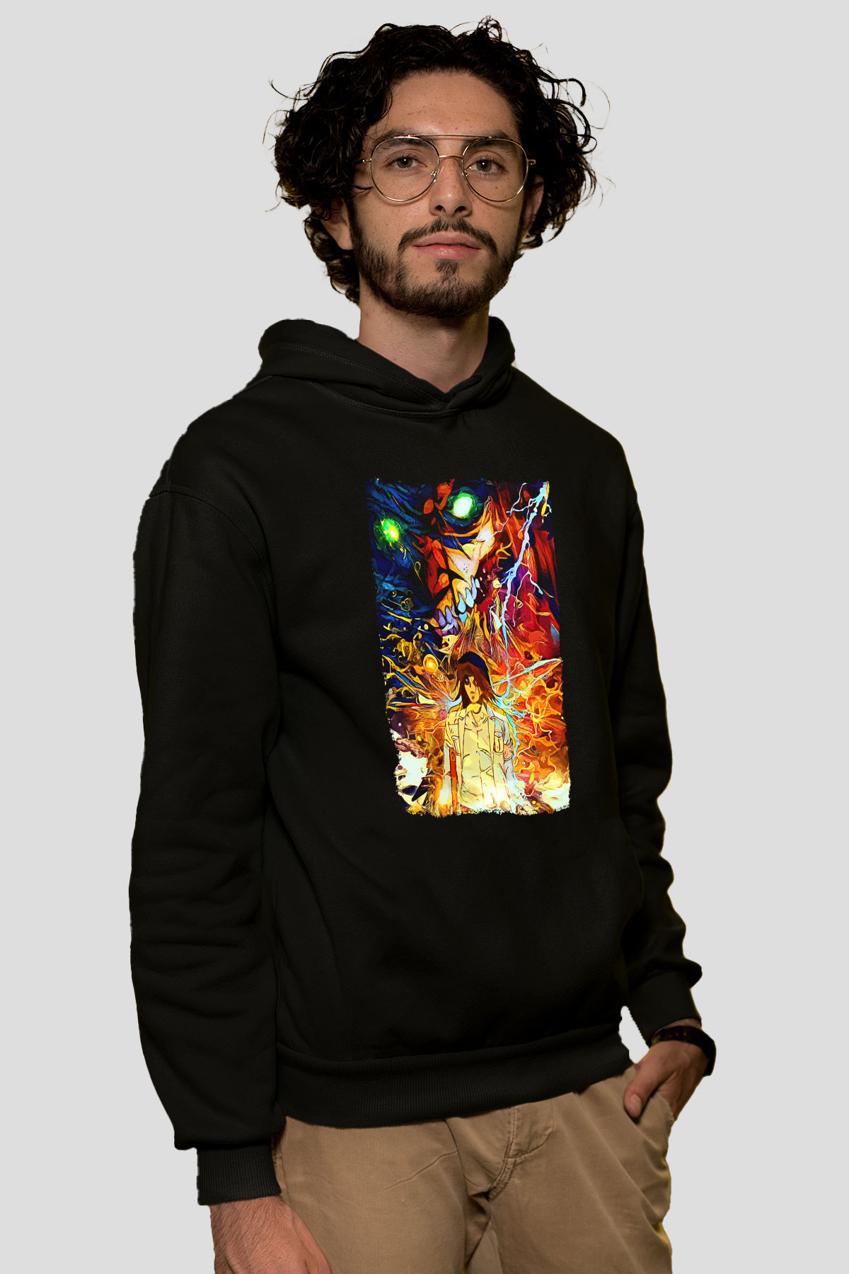 Attack On Titan Baskılı Unisex Siyah Hoodie