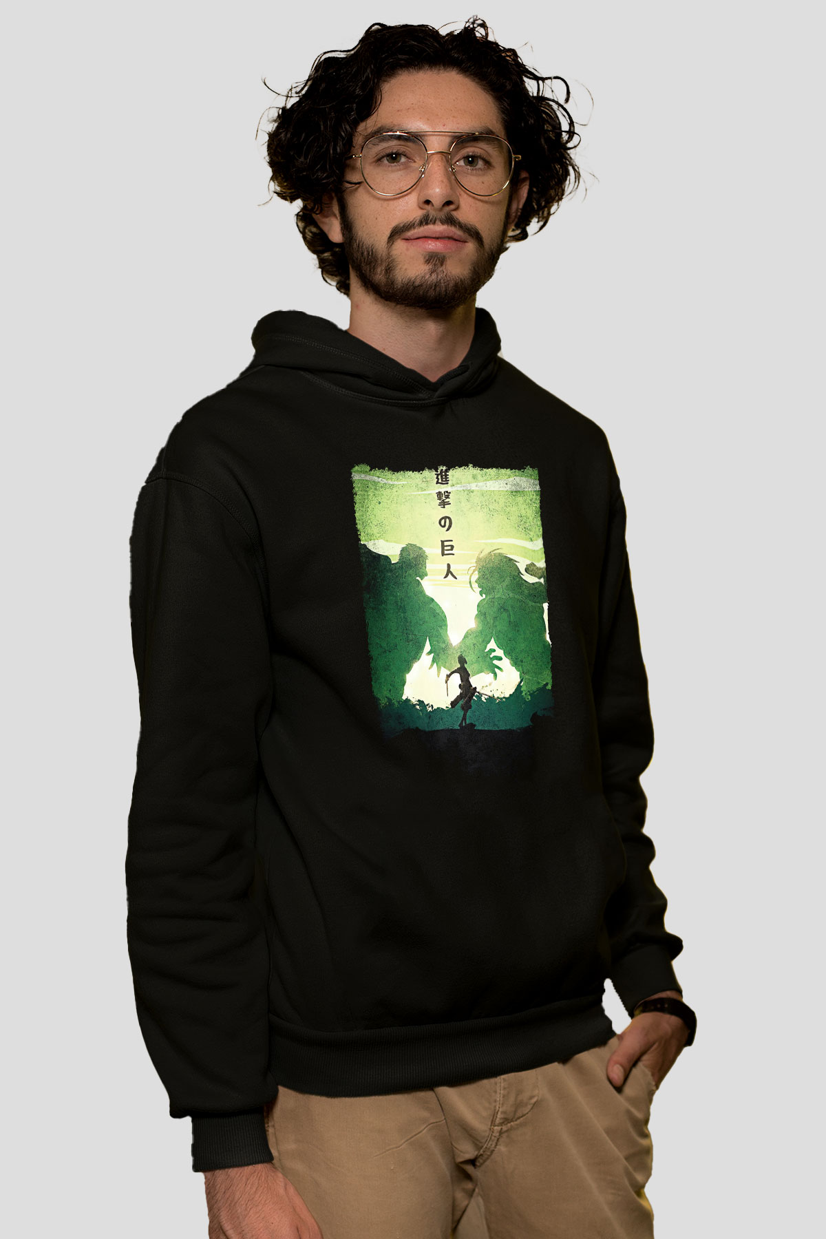 Attack On Titan Baskılı Unisex Siyah Hoodie