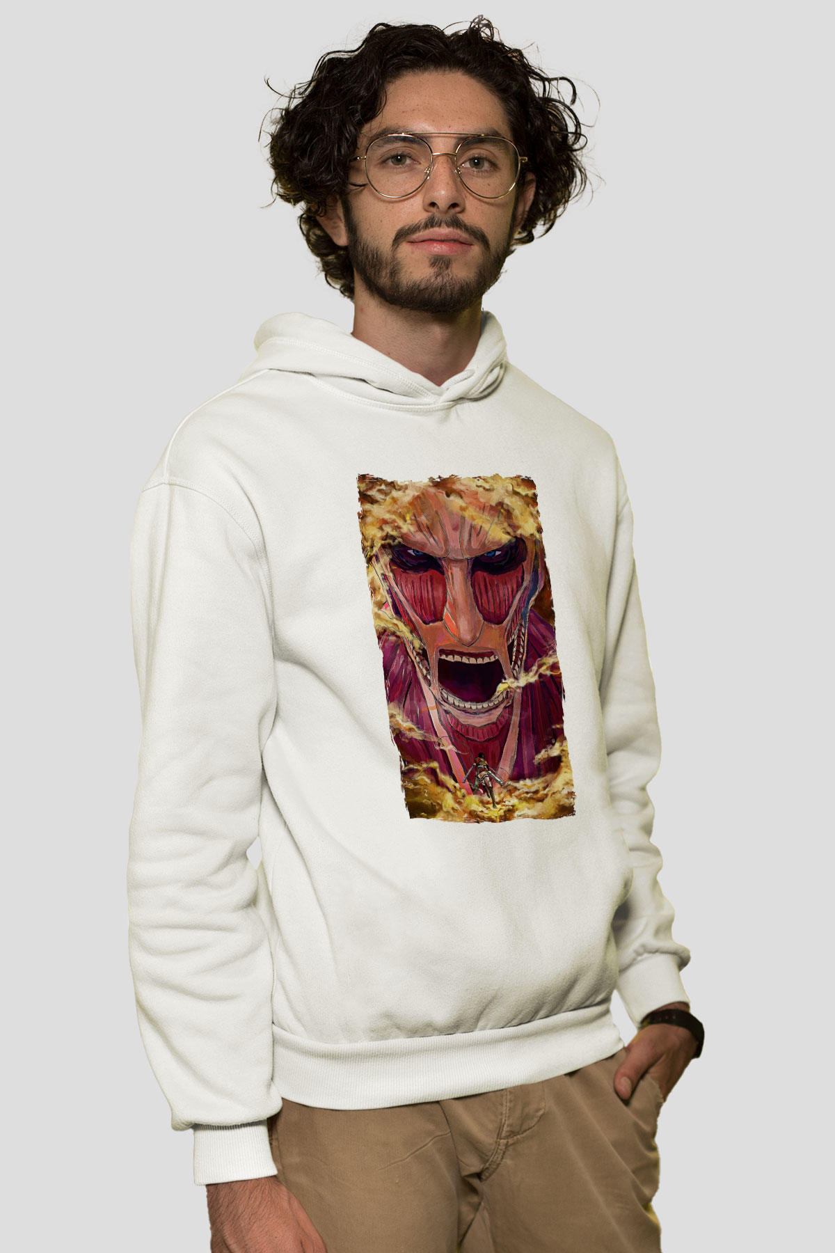 Attack On Titan Baskılı Unisex Siyah Hoodie