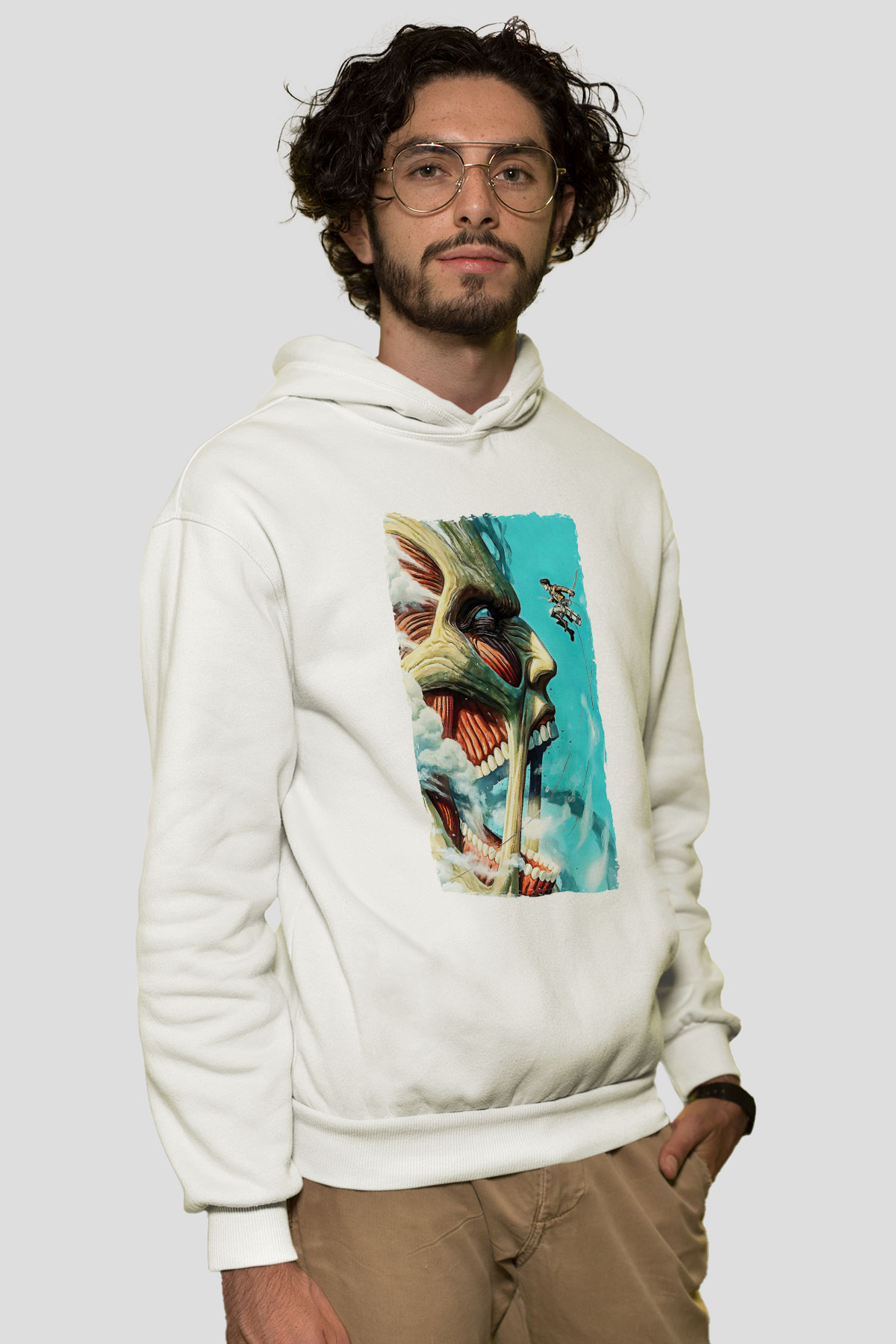 Attack On Titan Baskılı Unisex Siyah Hoodie