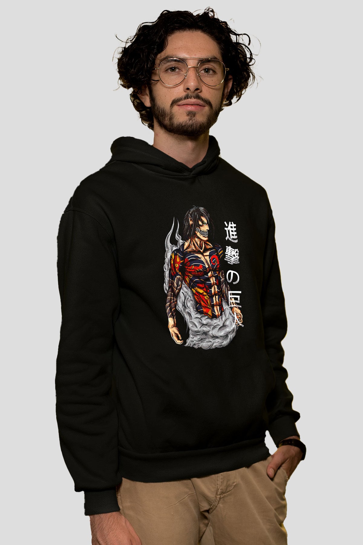 Attack On Titan Baskılı Unisex Siyah Hoodie