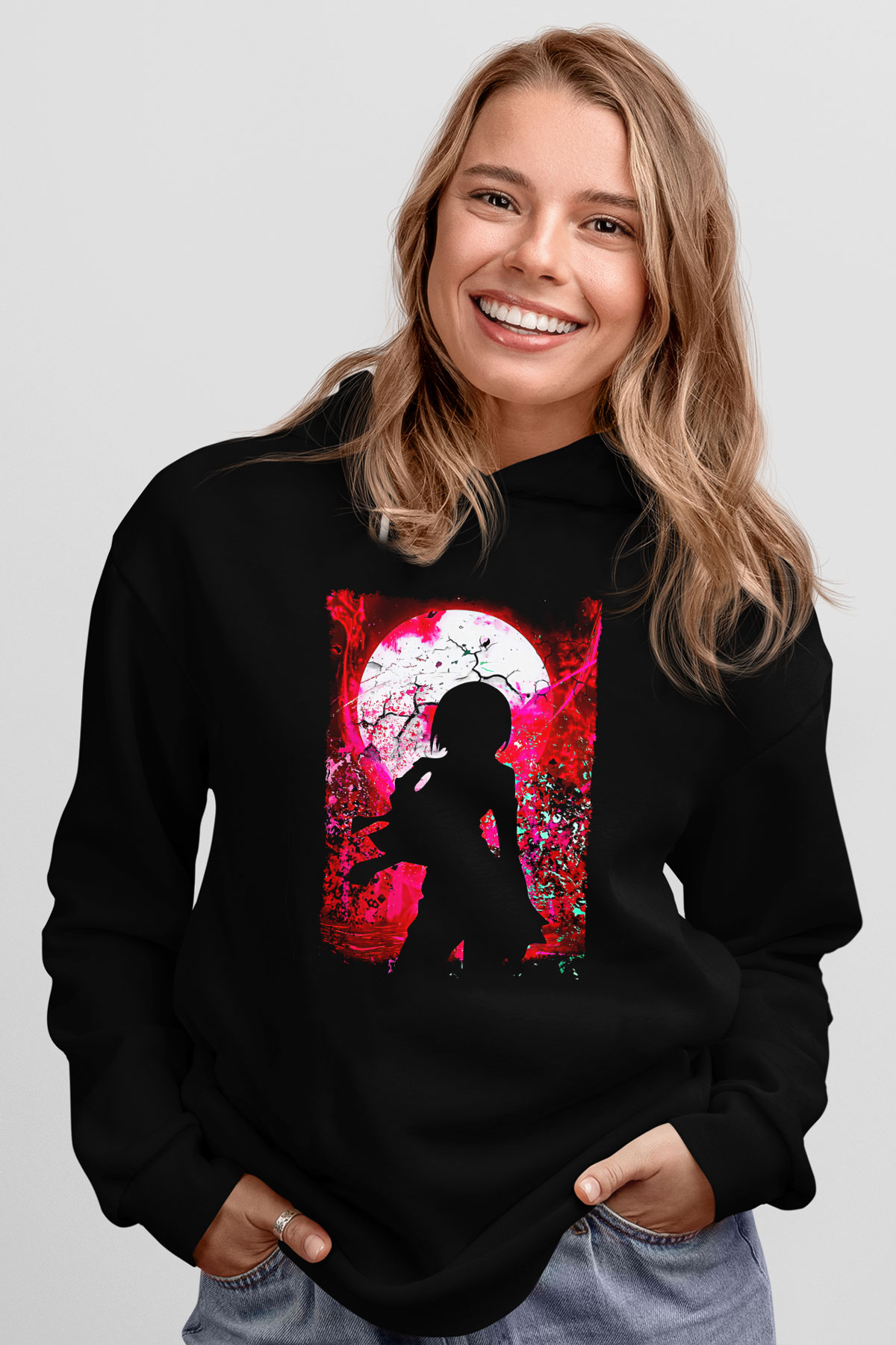 Attack On Titan Baskılı Unisex Siyah Hoodie