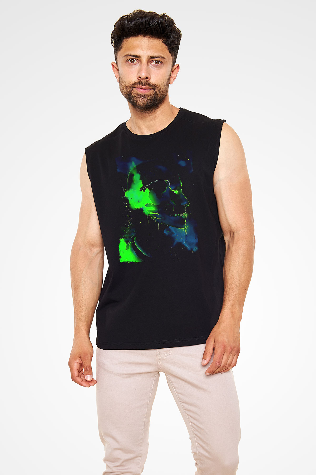 Attack On Titan Baskılı Unisex Siyah Kolsuz Tişört - Tshirt
