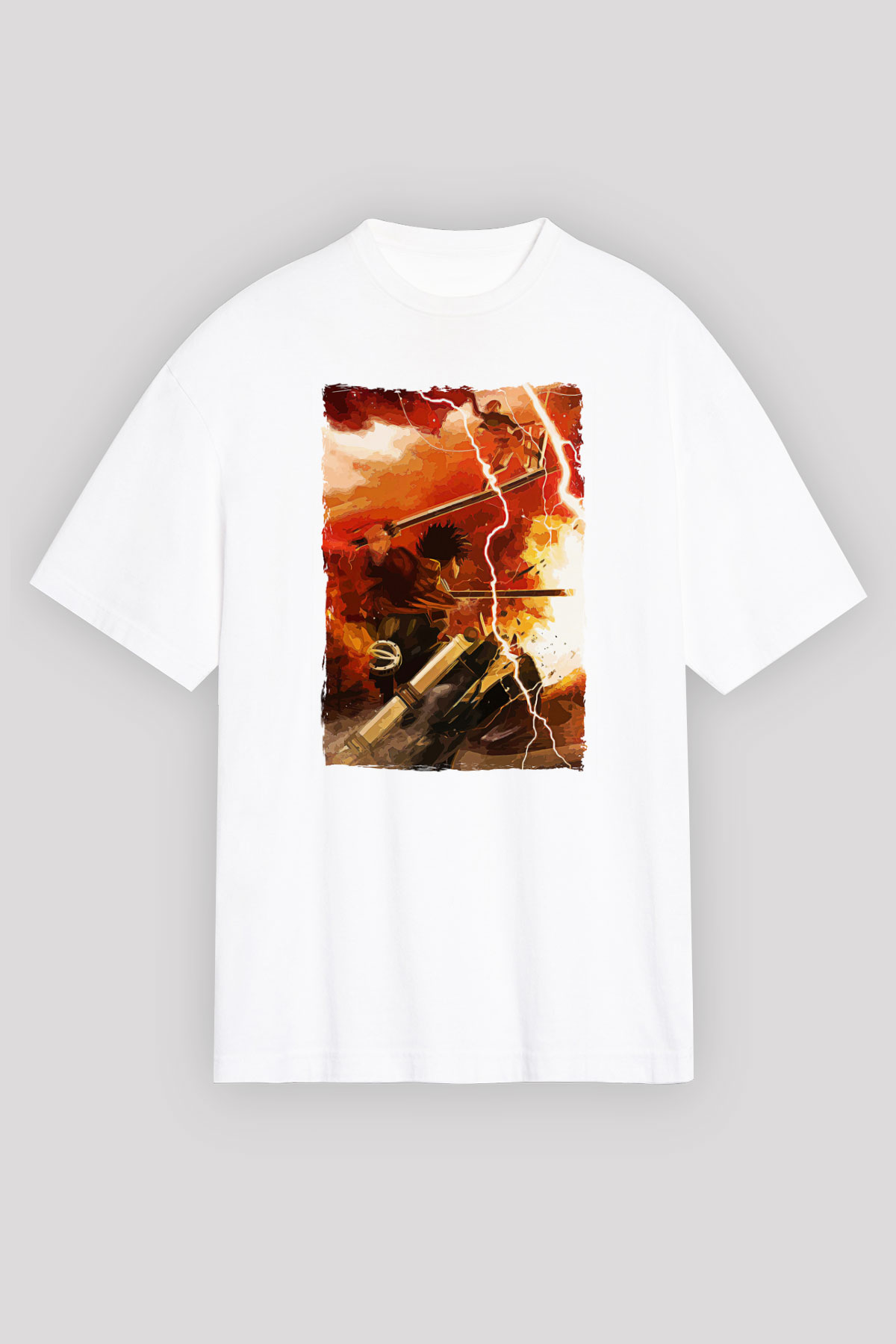 Attack On Titan Baskılı Unisex Siyah Oversize Tişört - Tshirt