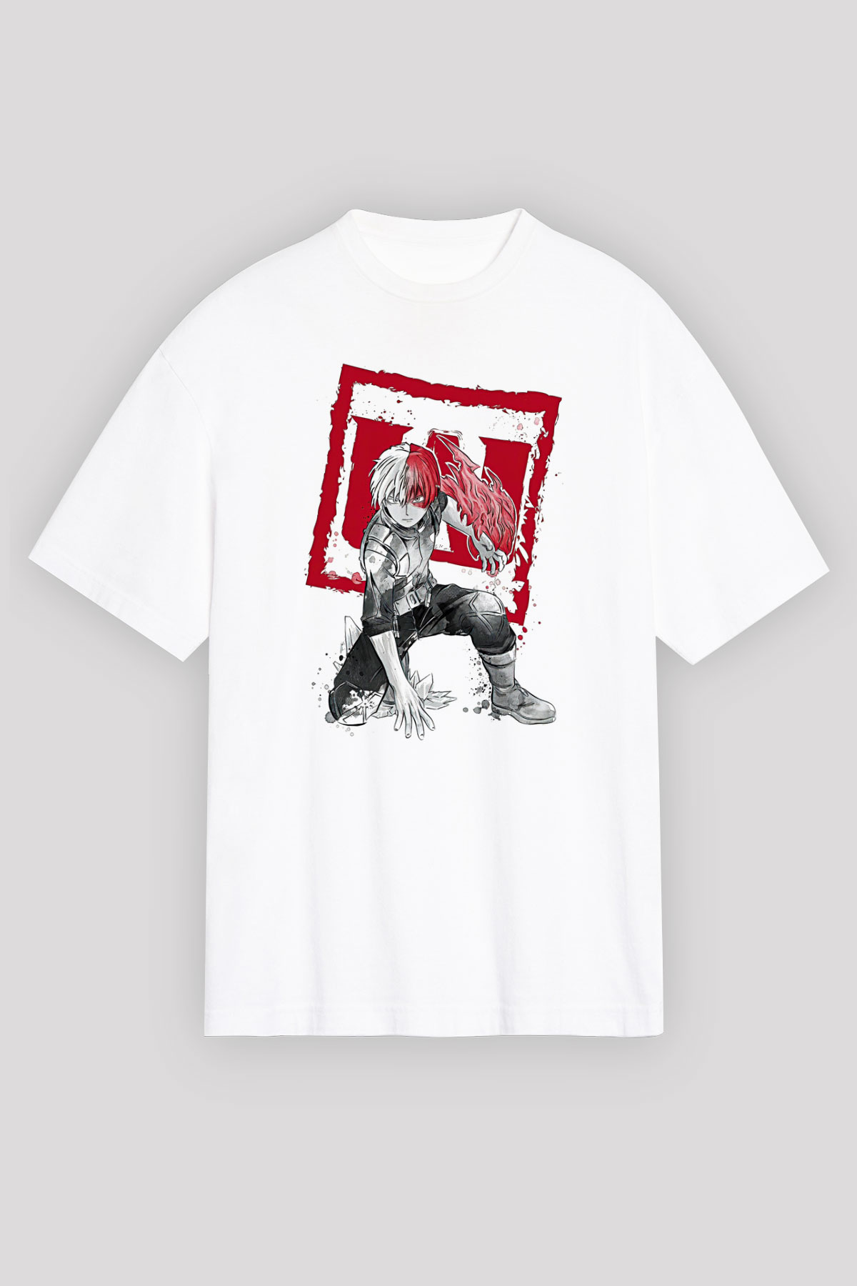 Attack On Titan Baskılı Unisex Siyah Oversize Tişört - Tshirt