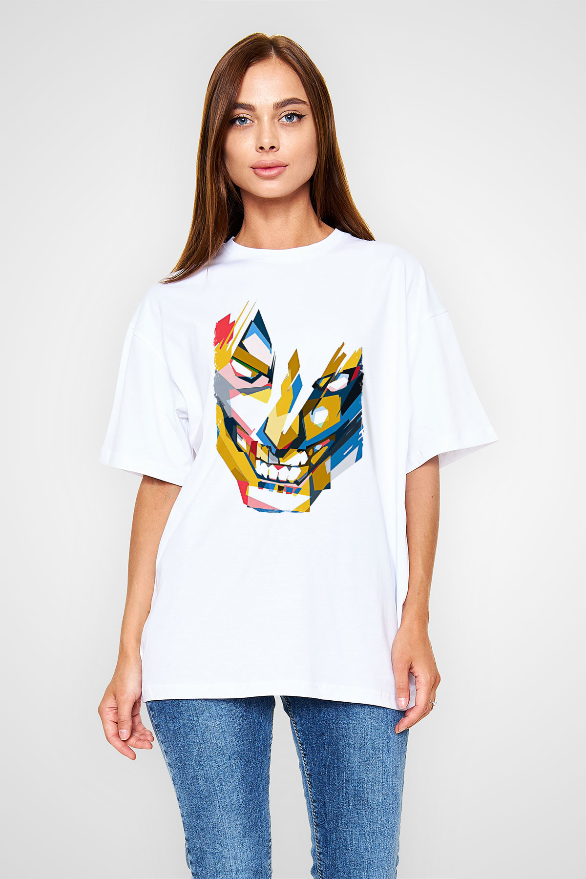 Attack On Titan Baskılı Unisex Siyah Oversize Tişört - Tshirt