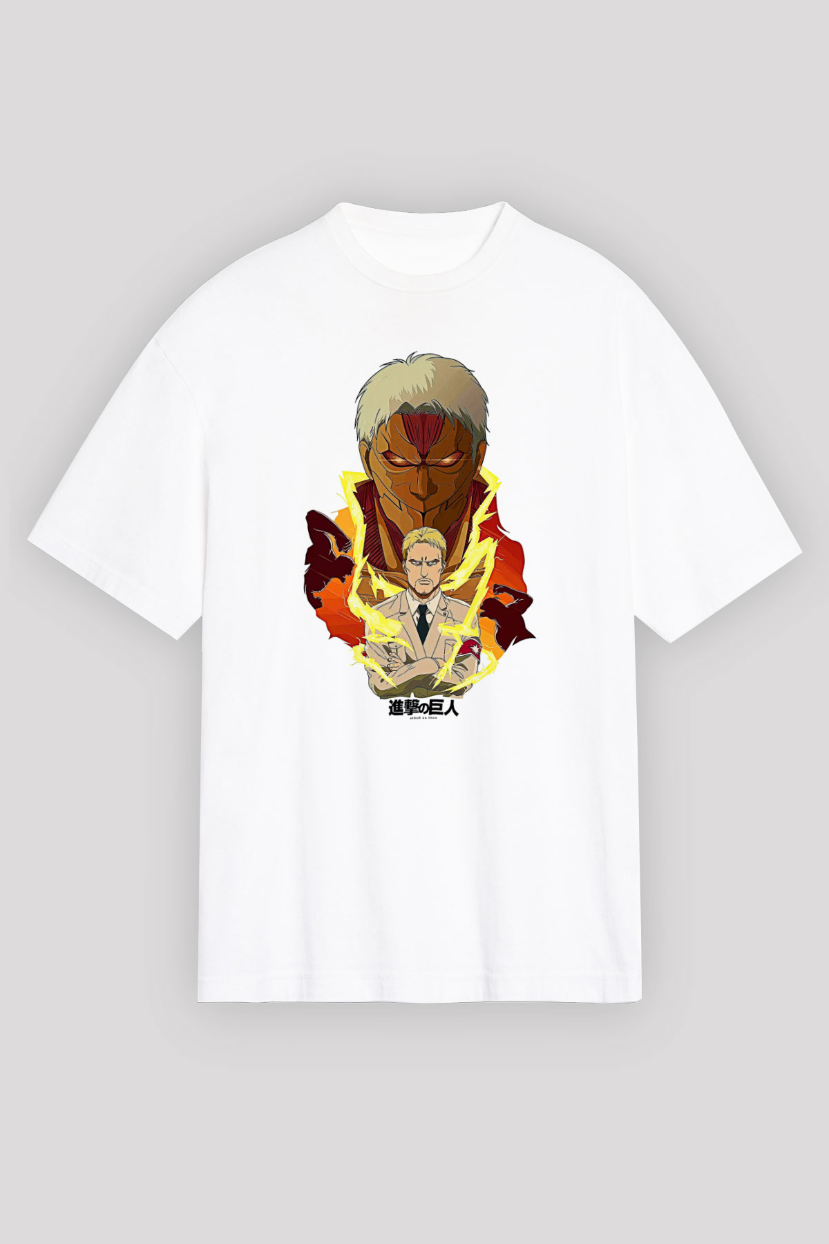Attack On Titan Baskılı Unisex Siyah Oversize Tişört - Tshirt