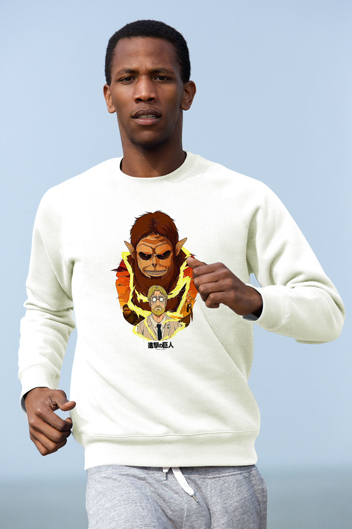 Attack On Titan Baskılı Unisex Siyah Sweatshirt