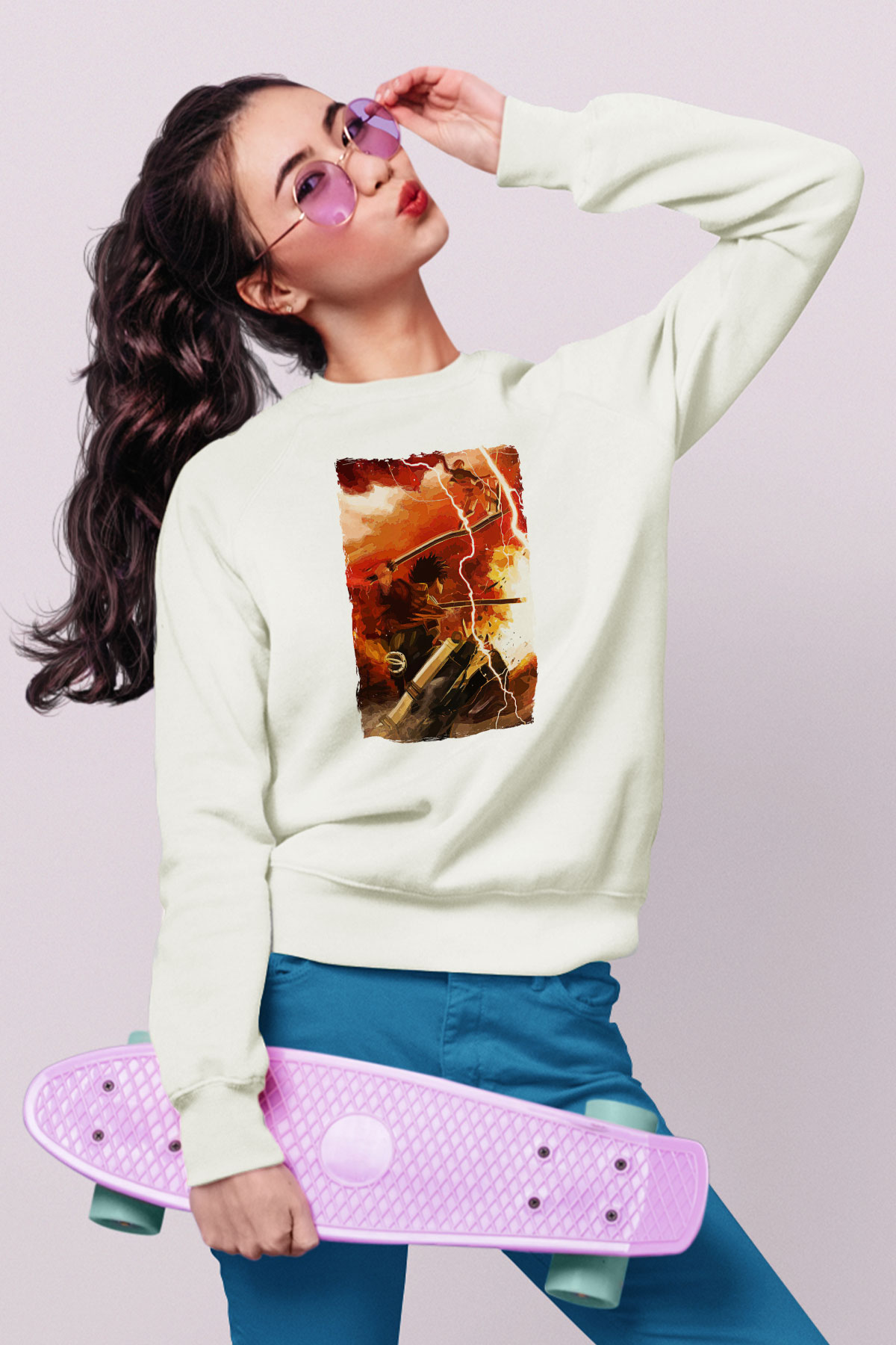 Attack On Titan Baskılı Unisex Siyah Sweatshirt
