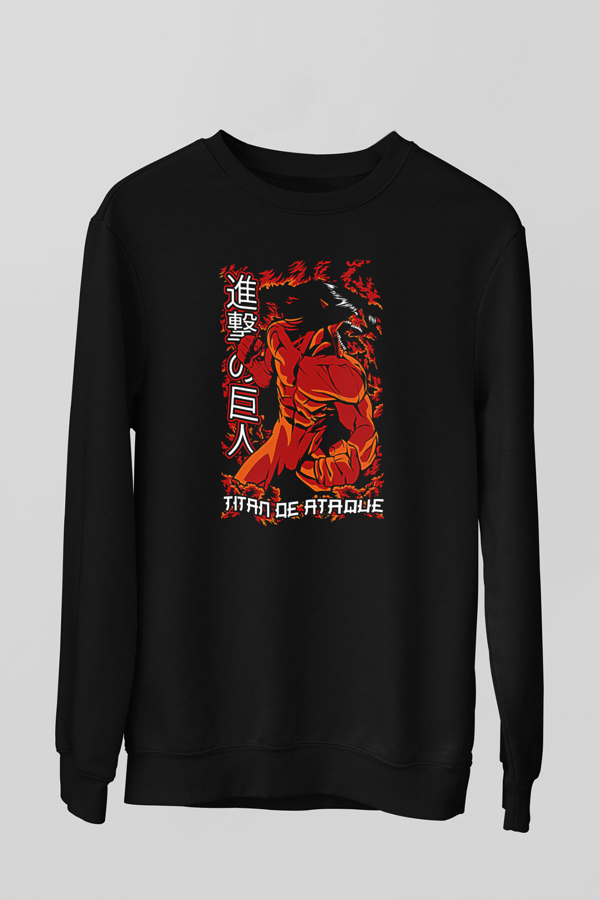 Attack On Titan Baskılı Unisex Siyah Sweatshirt