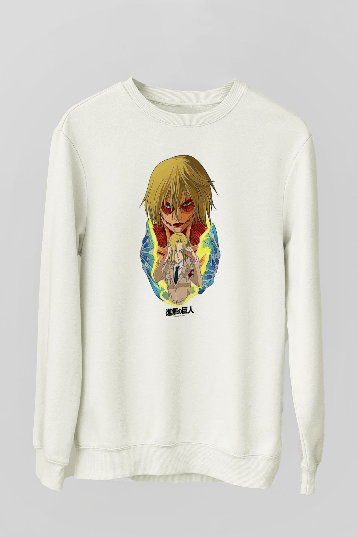 Attack On Titan Baskılı Unisex Siyah Sweatshirt