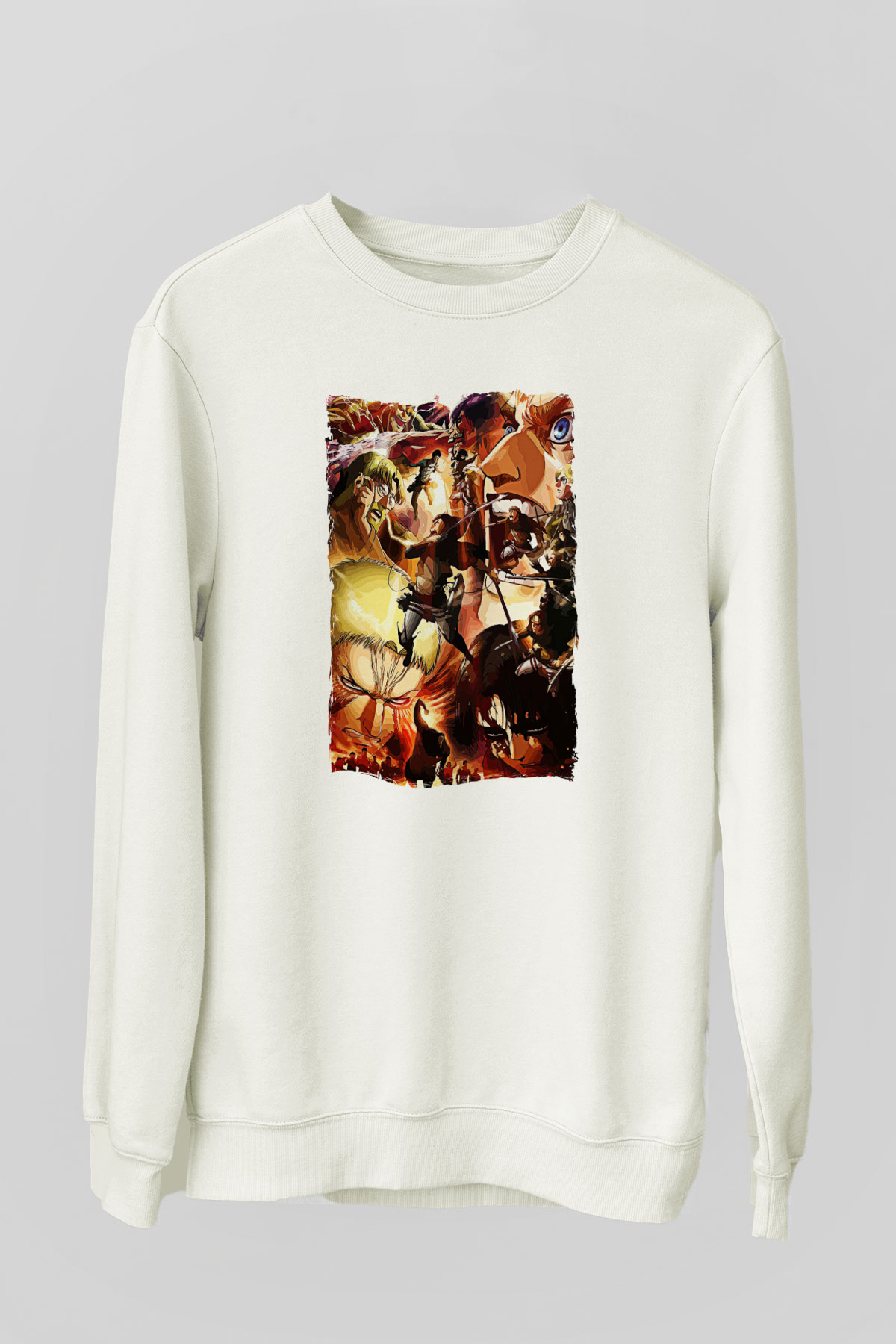 Attack On Titan Baskılı Unisex Siyah Sweatshirt