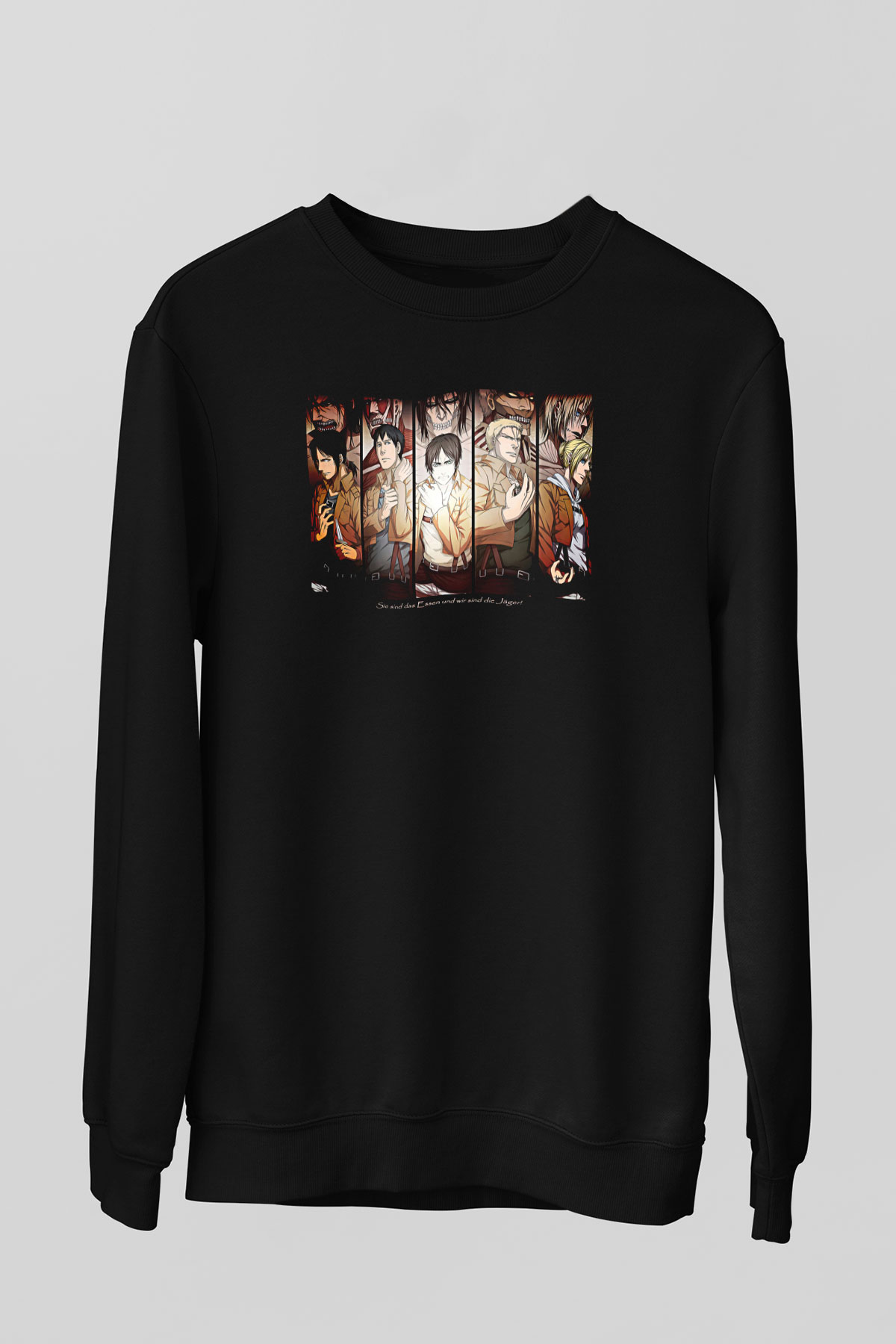 Attack On Titan Baskılı Unisex Siyah Sweatshirt