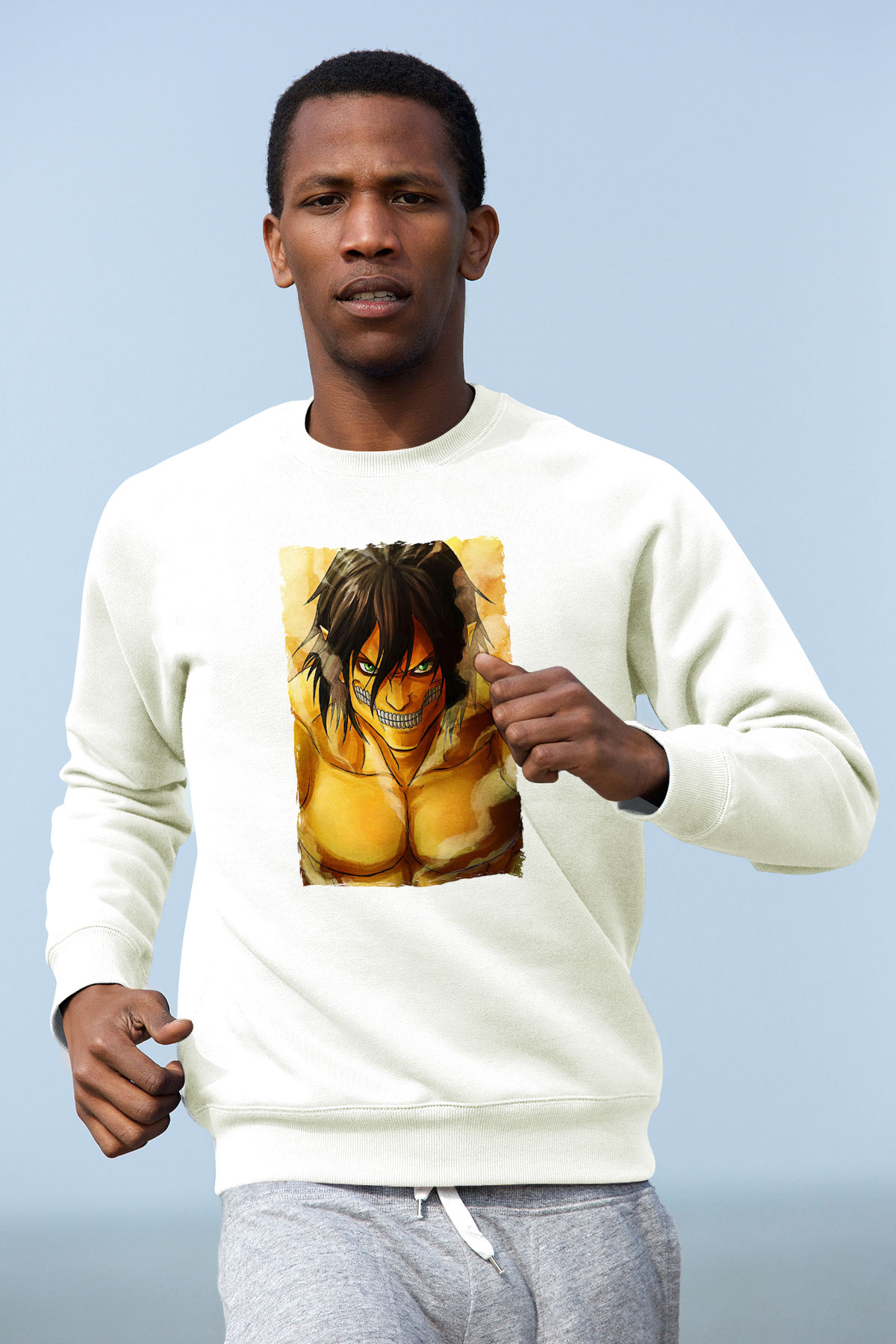 Attack On Titan Baskılı Unisex Siyah Sweatshirt