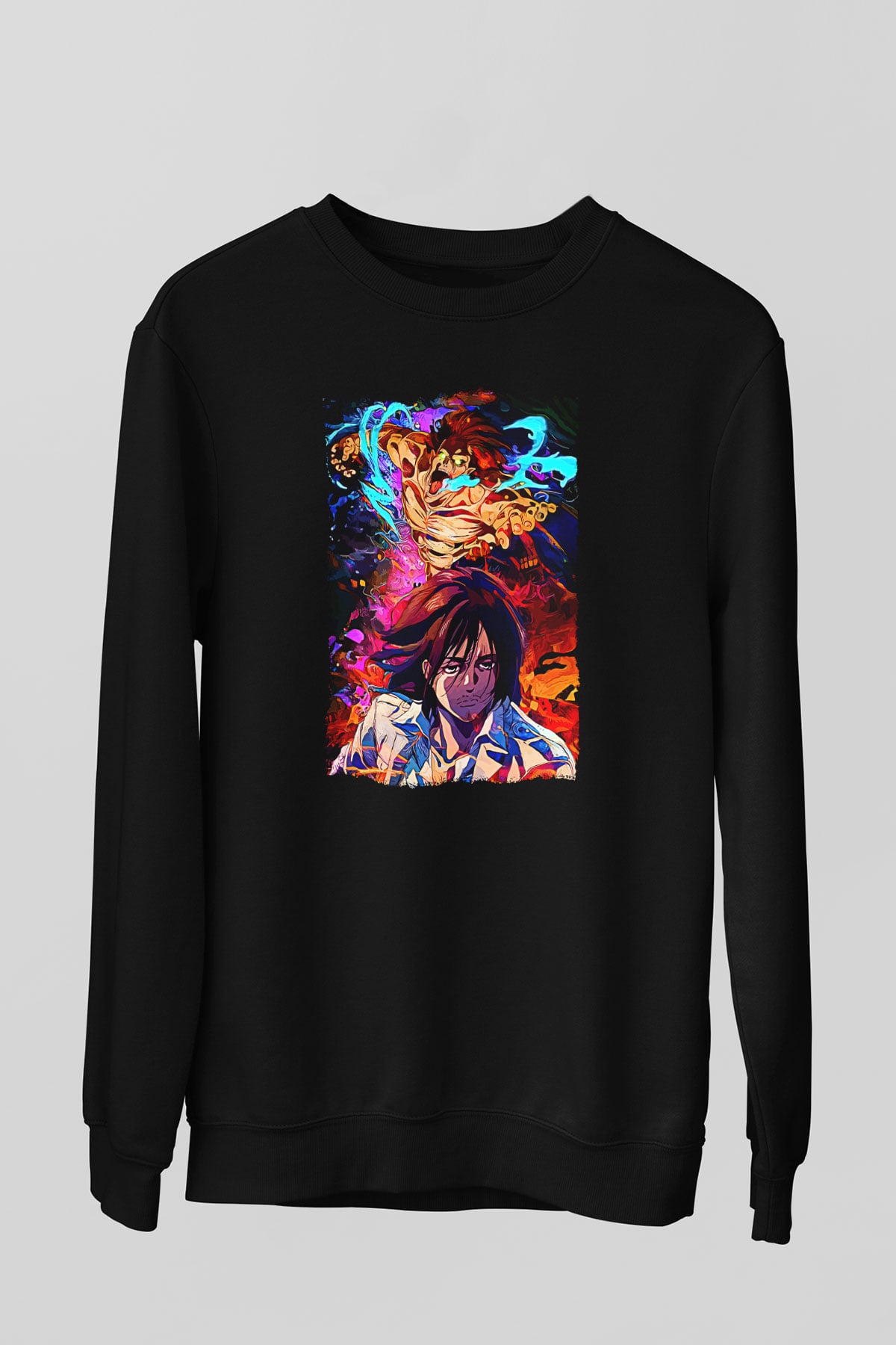 Attack On Titan Baskılı Unisex Siyah Sweatshirt