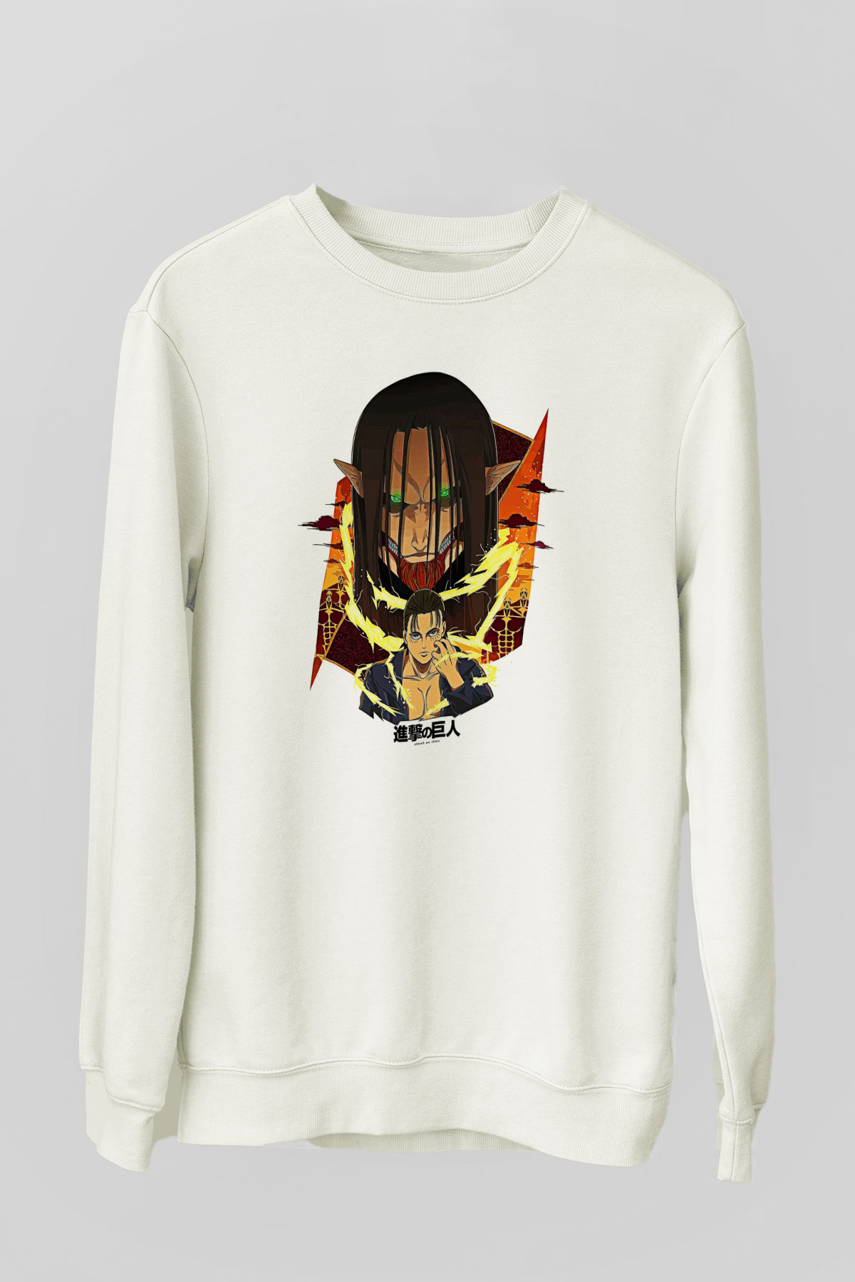 Attack On Titan Baskılı Unisex Siyah Sweatshirt
